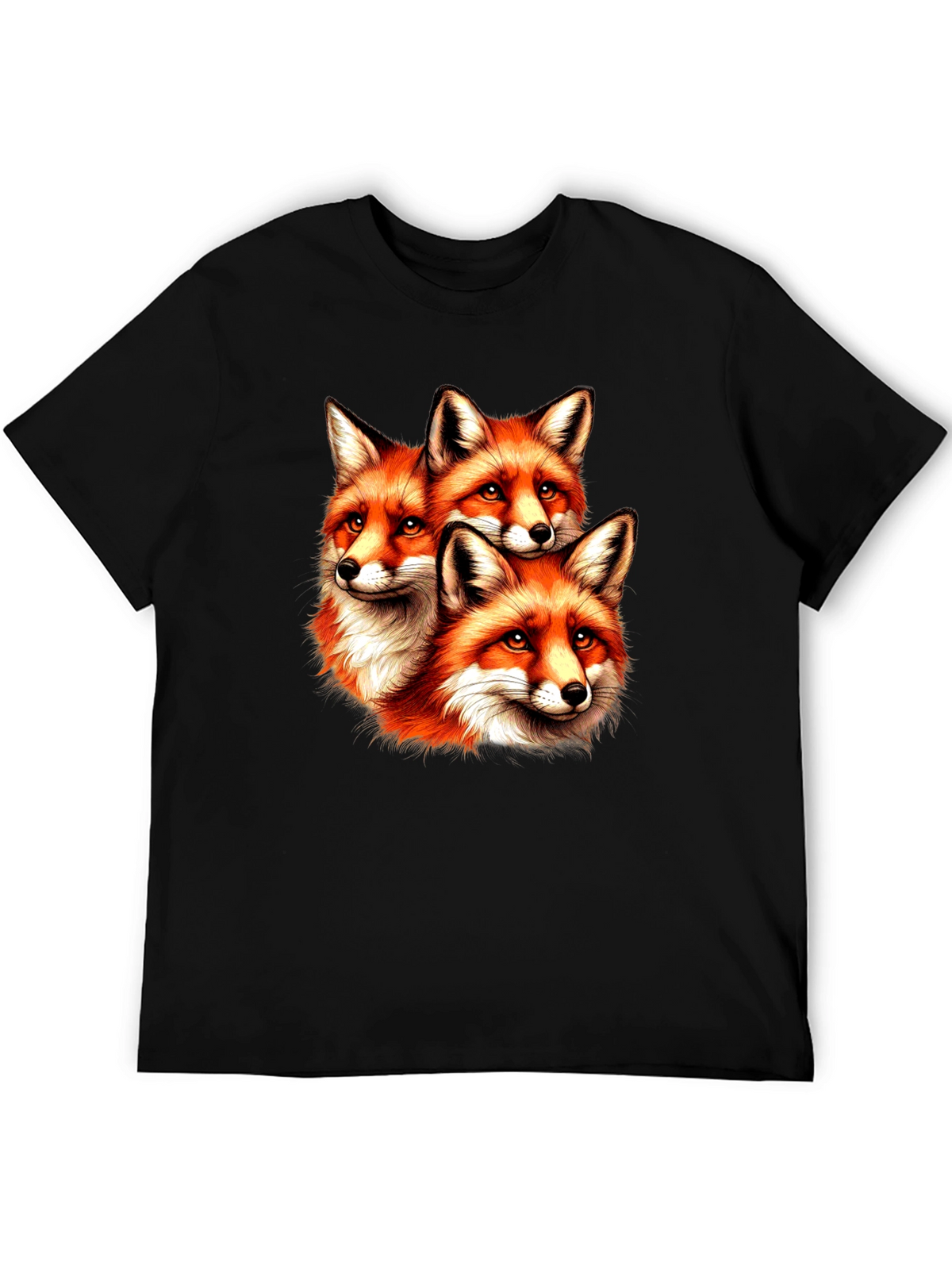 Fox Trio Graphic Tee - Unique Animal Print T-Shirt