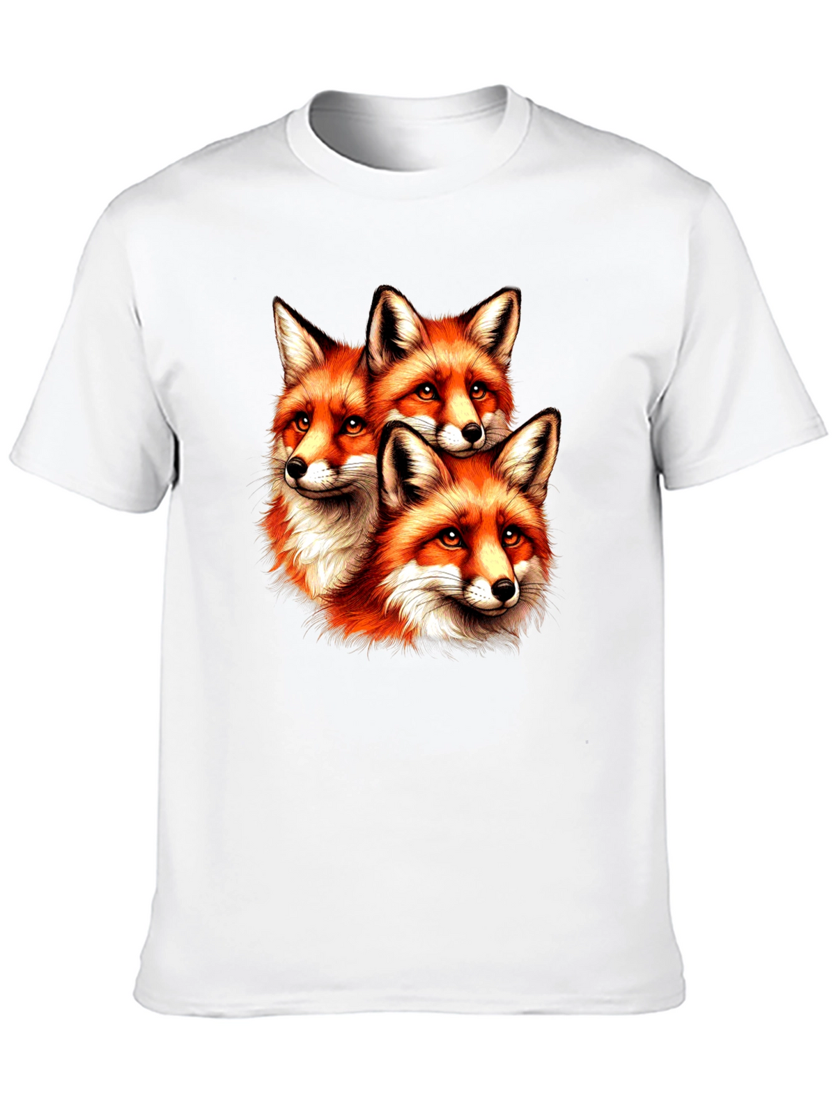 Fox Trio Graphic Tee - Unique Animal Print T-Shirt