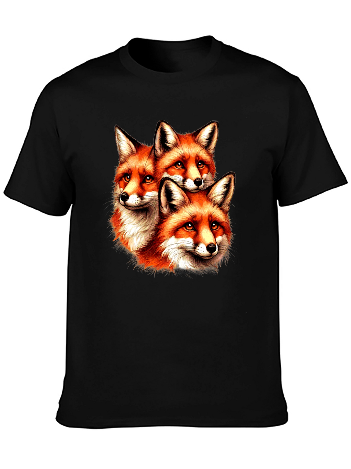 Fox Trio Graphic Tee - Unique Animal Print T-Shirt