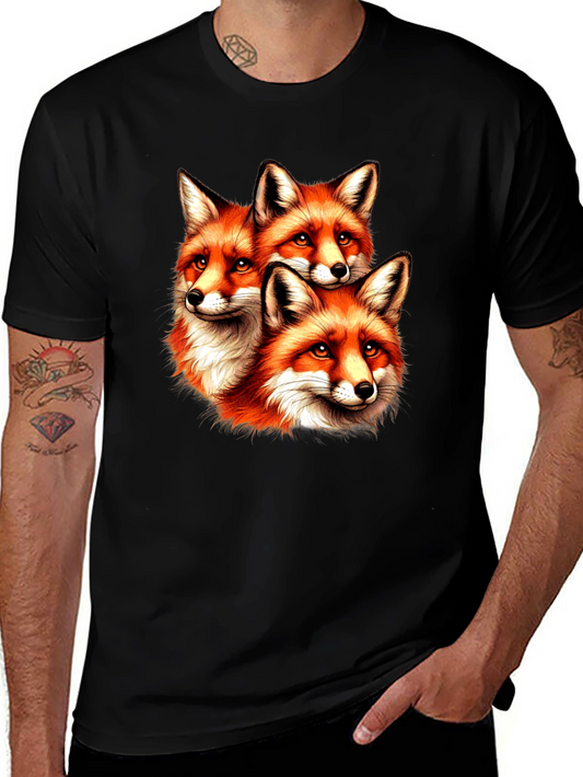 Fox Trio Graphic Tee - Unique Animal Print T-Shirt