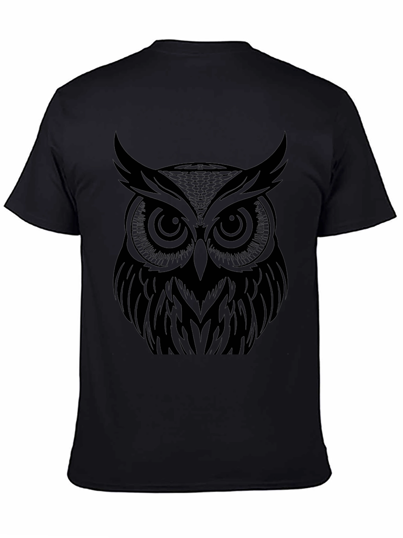 Owl Graphic Print T-Shirt - Black