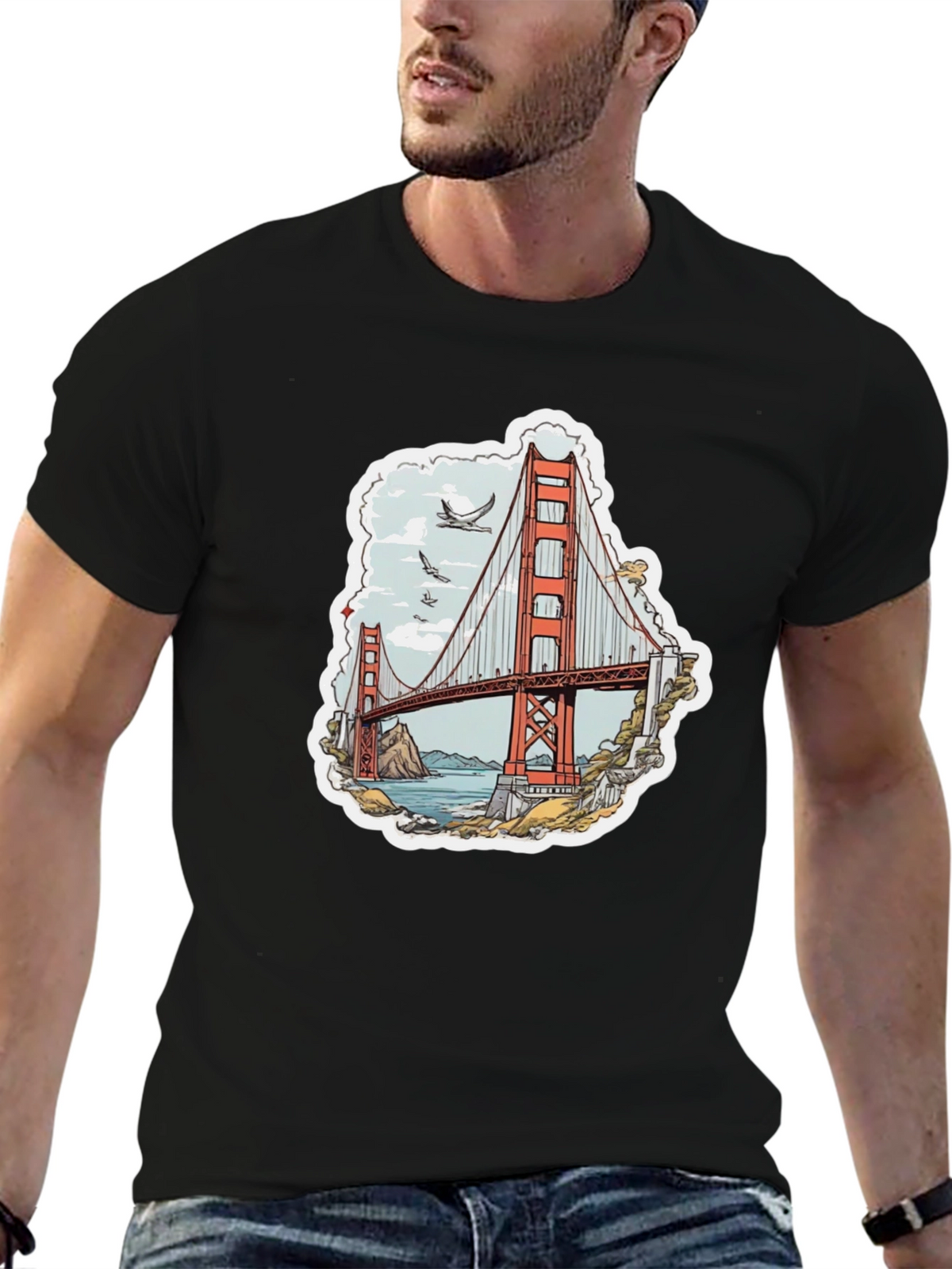 Golden Gate Bridge Graphic Tee - Black T-Shirt