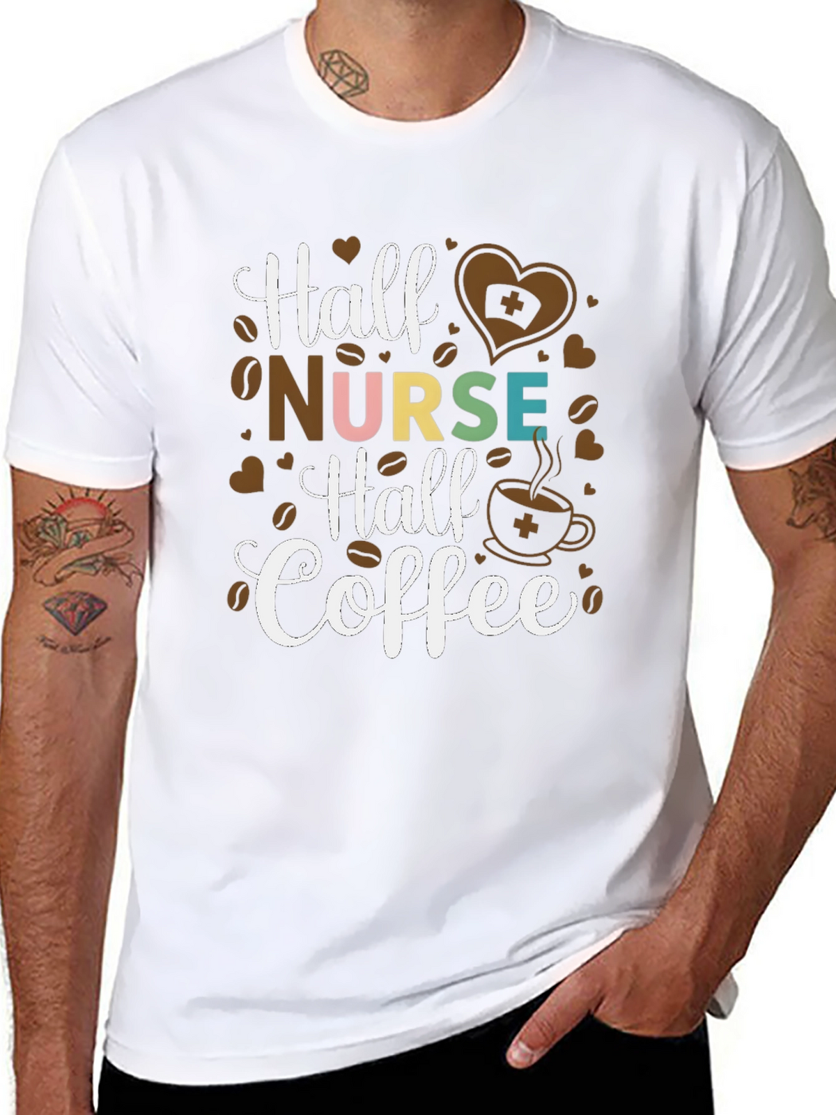 Half Nurse Half Coffee Graphic T-Shirt