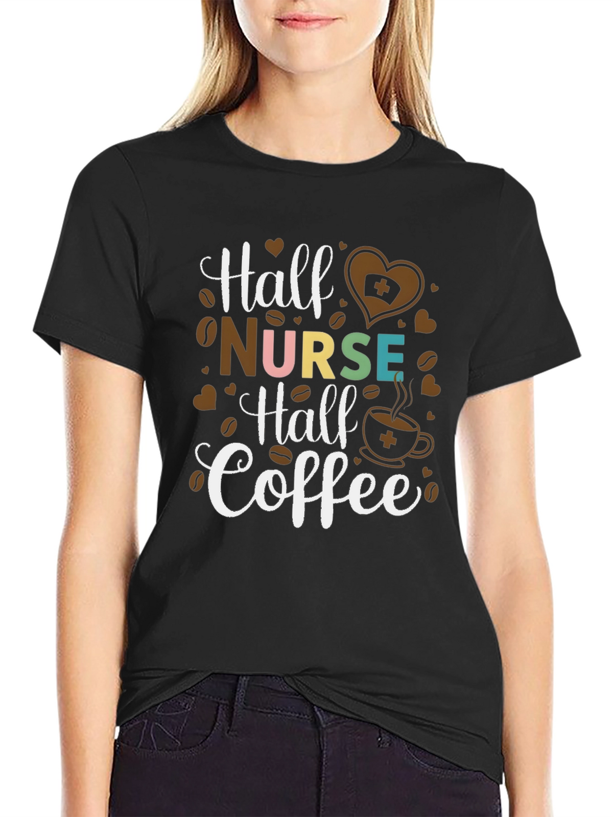Half Nurse Half Coffee Graphic T-Shirt