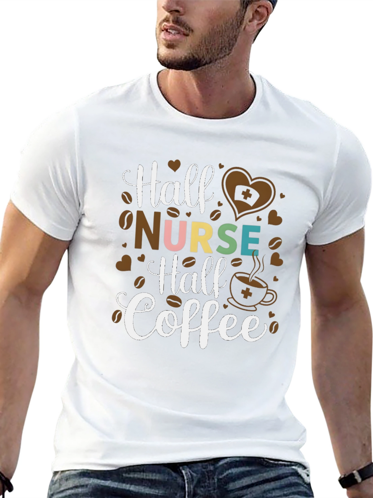 Half Nurse Half Coffee Graphic T-Shirt