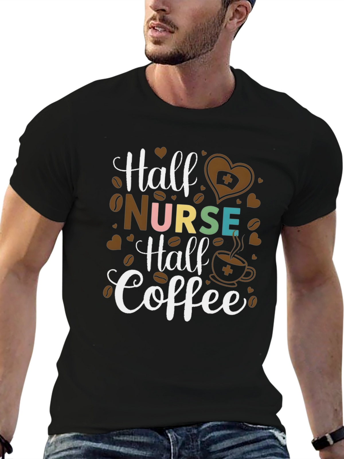 Half Nurse Half Coffee Graphic T-Shirt
