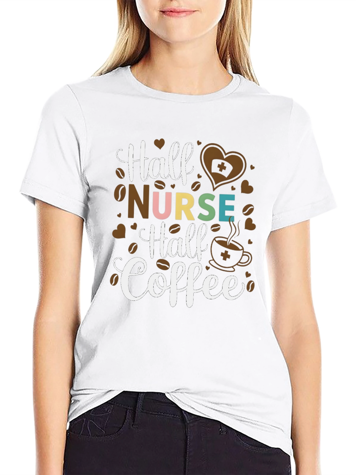 Half Nurse Half Coffee Graphic T-Shirt