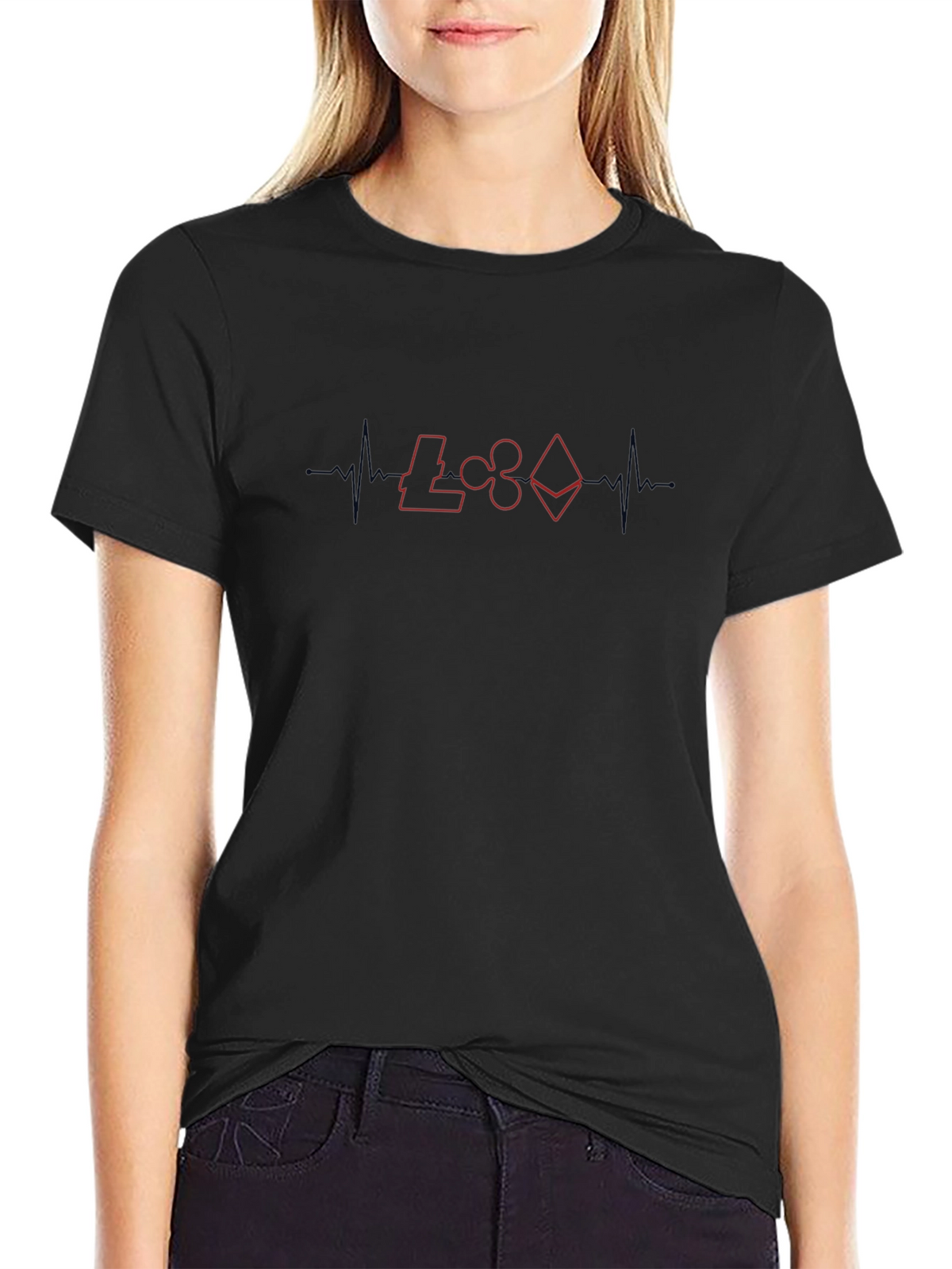 Crypto Heartbeat Graphic T-Shirt - Black