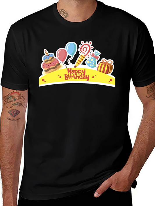 Happy Birthday Graphic Tee - Black Unisex T-Shirt