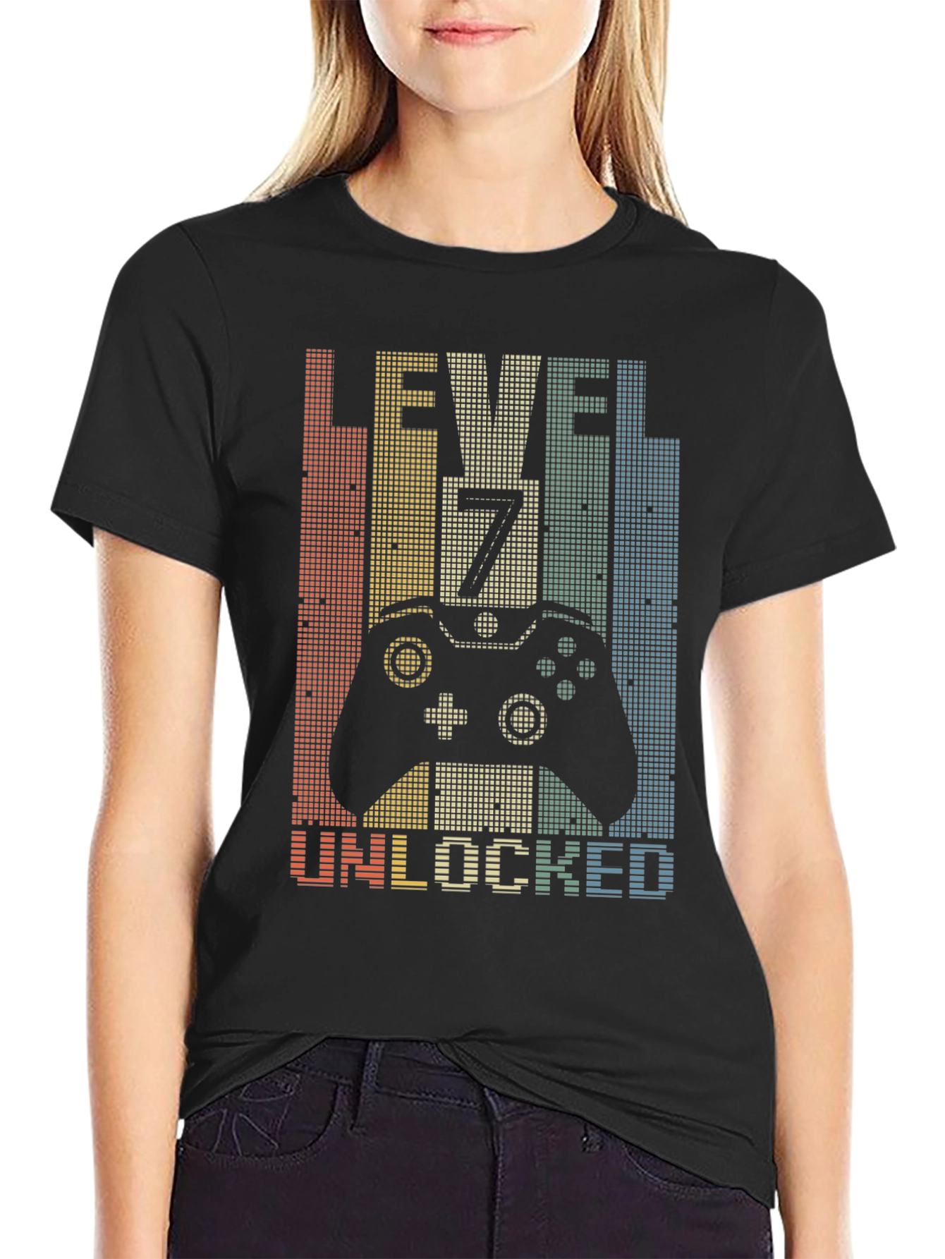 Level 7 Unlocked Gamer T-Shirt - Retro Style