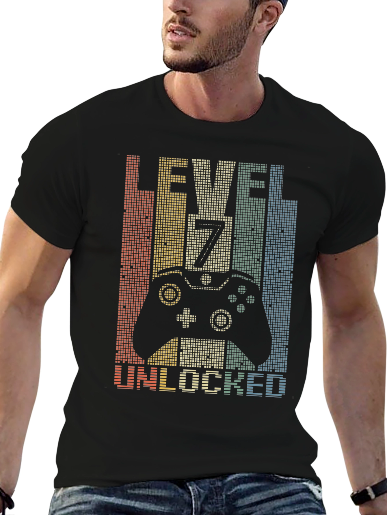Level 7 Unlocked Gamer T-Shirt - Retro Style