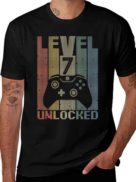 Level 7 Unlocked Gamer T-Shirt - Retro Style