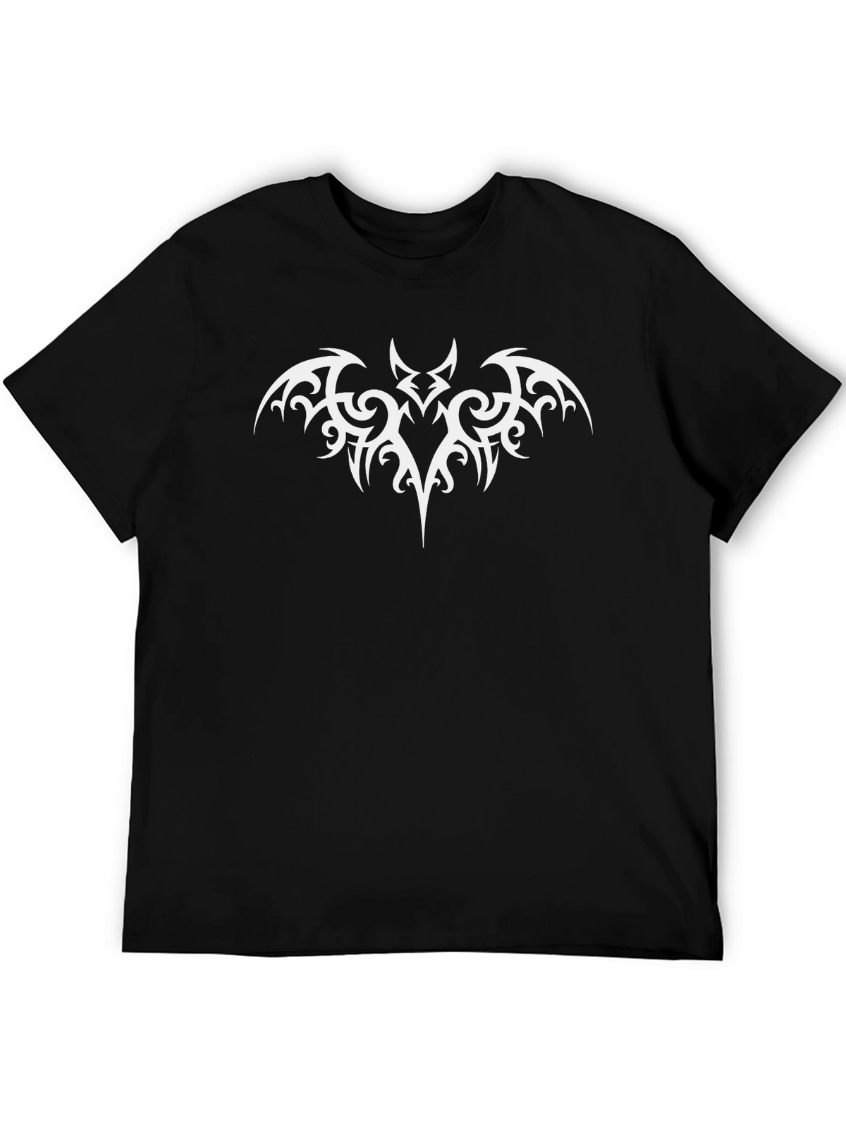 Black T-Shirt with Tribal Bat Design