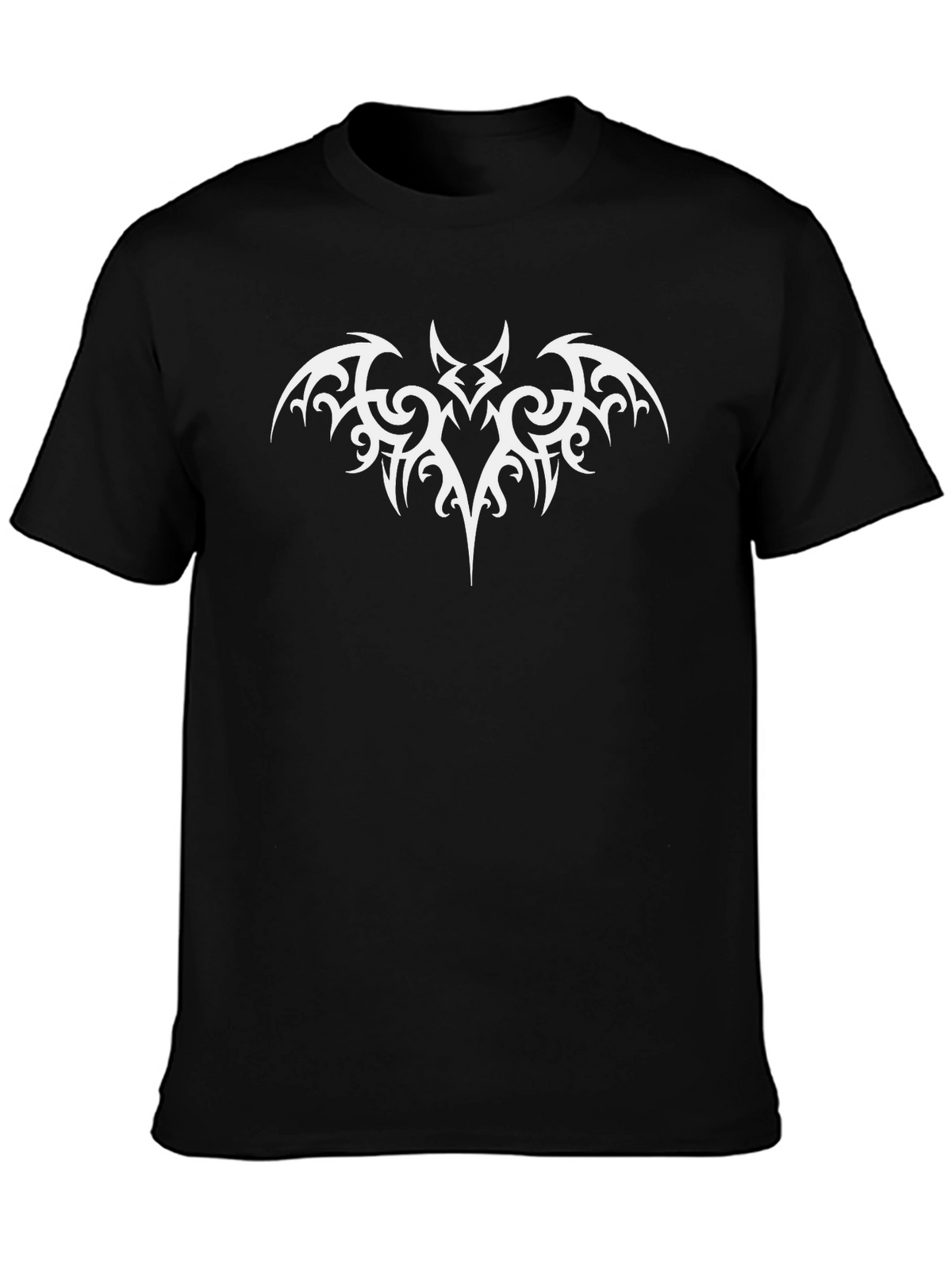 Black T-Shirt with Tribal Bat Design