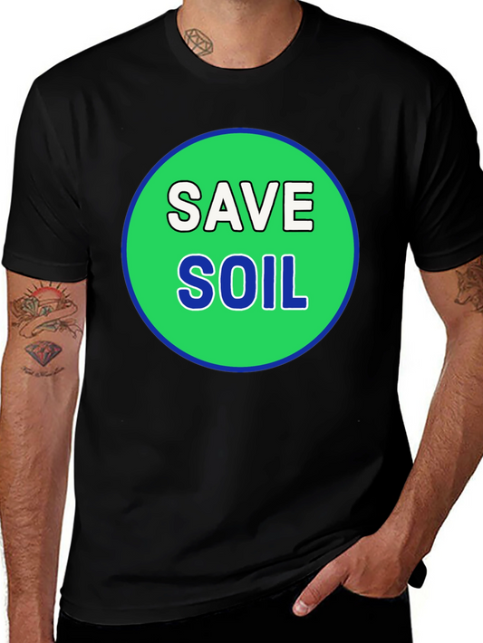 Save Soil Black T-Shirt - Environmental Awareness