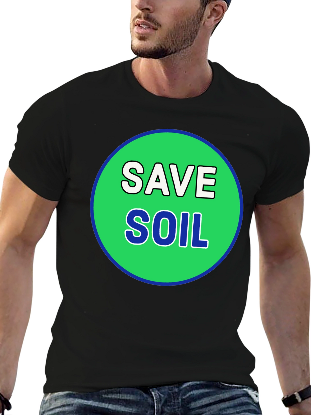 Save Soil Black T-Shirt - Environmental Awareness
