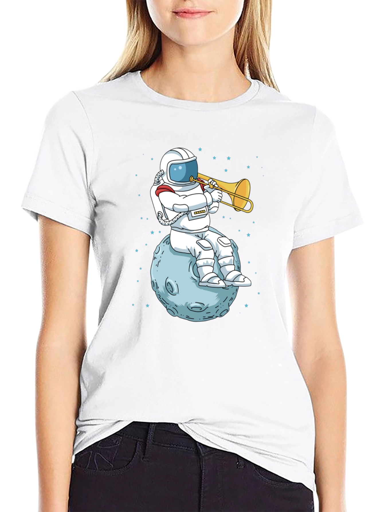 Astronaut Trombone Player Graphic T-Shirt