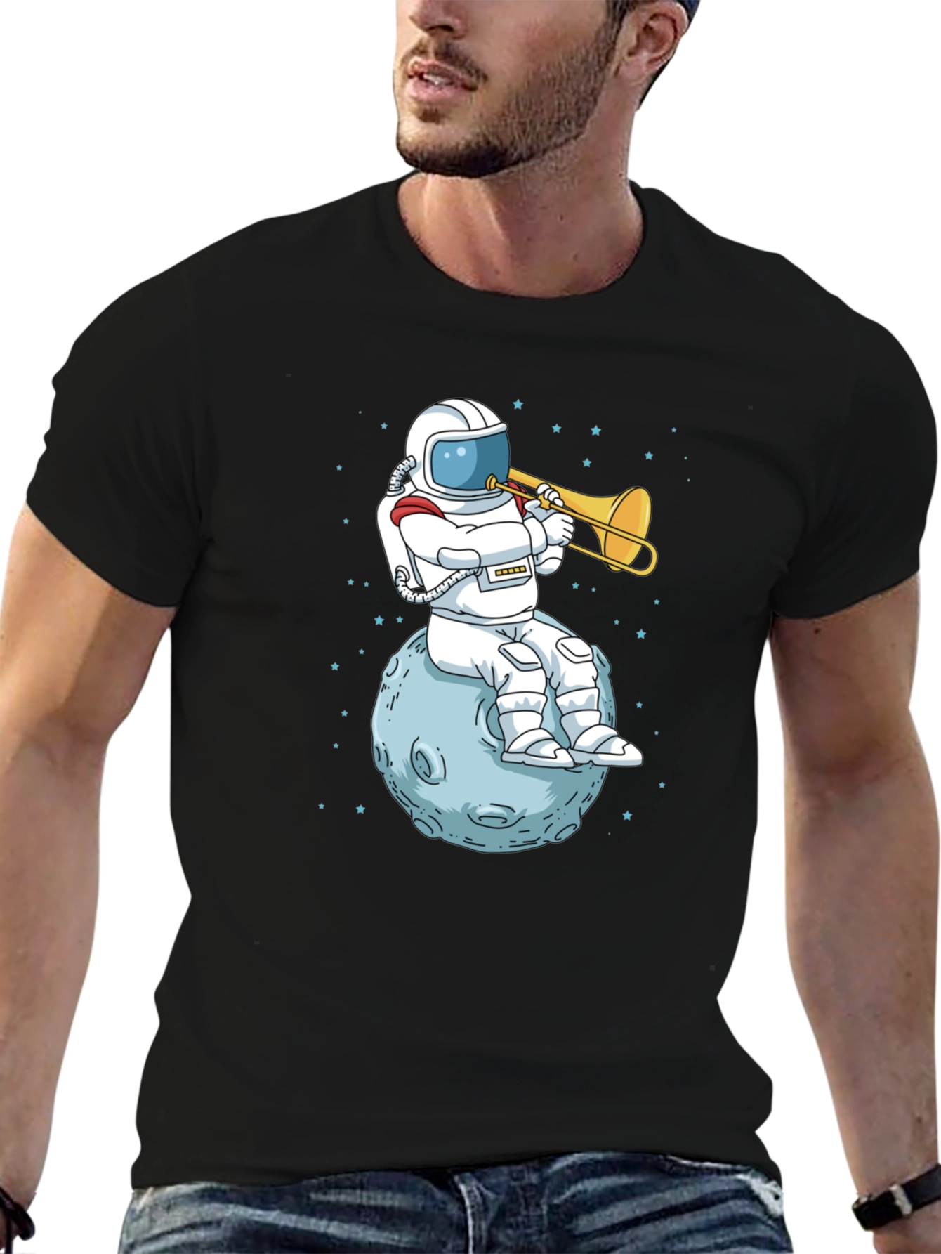 Astronaut Trombone Player Graphic T-Shirt