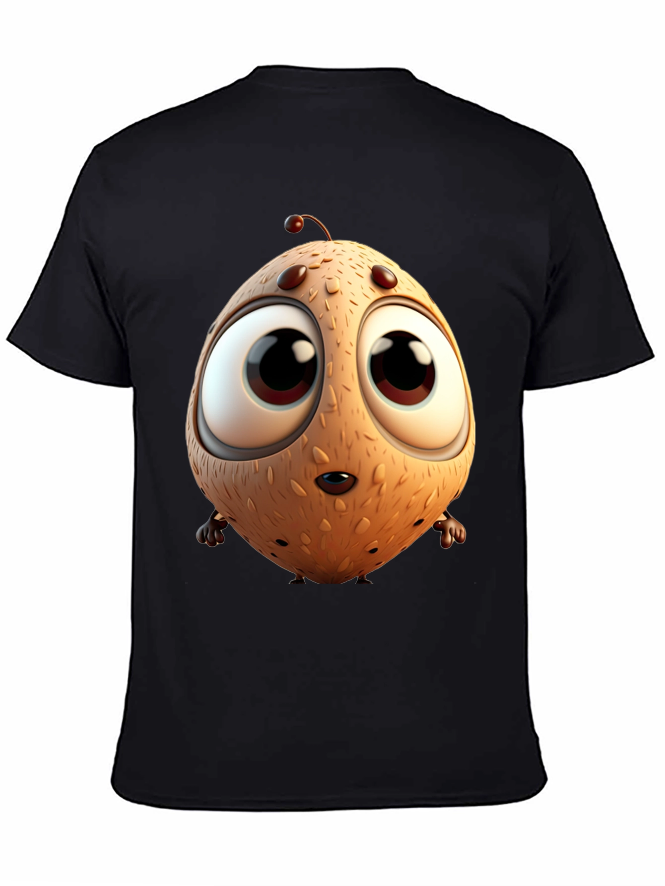 Cartoon Creature Graphic Tee - Black