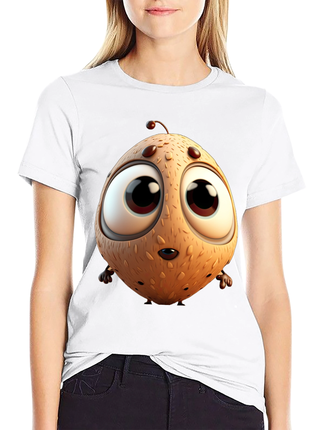 Cartoon Creature Graphic Tee - Black