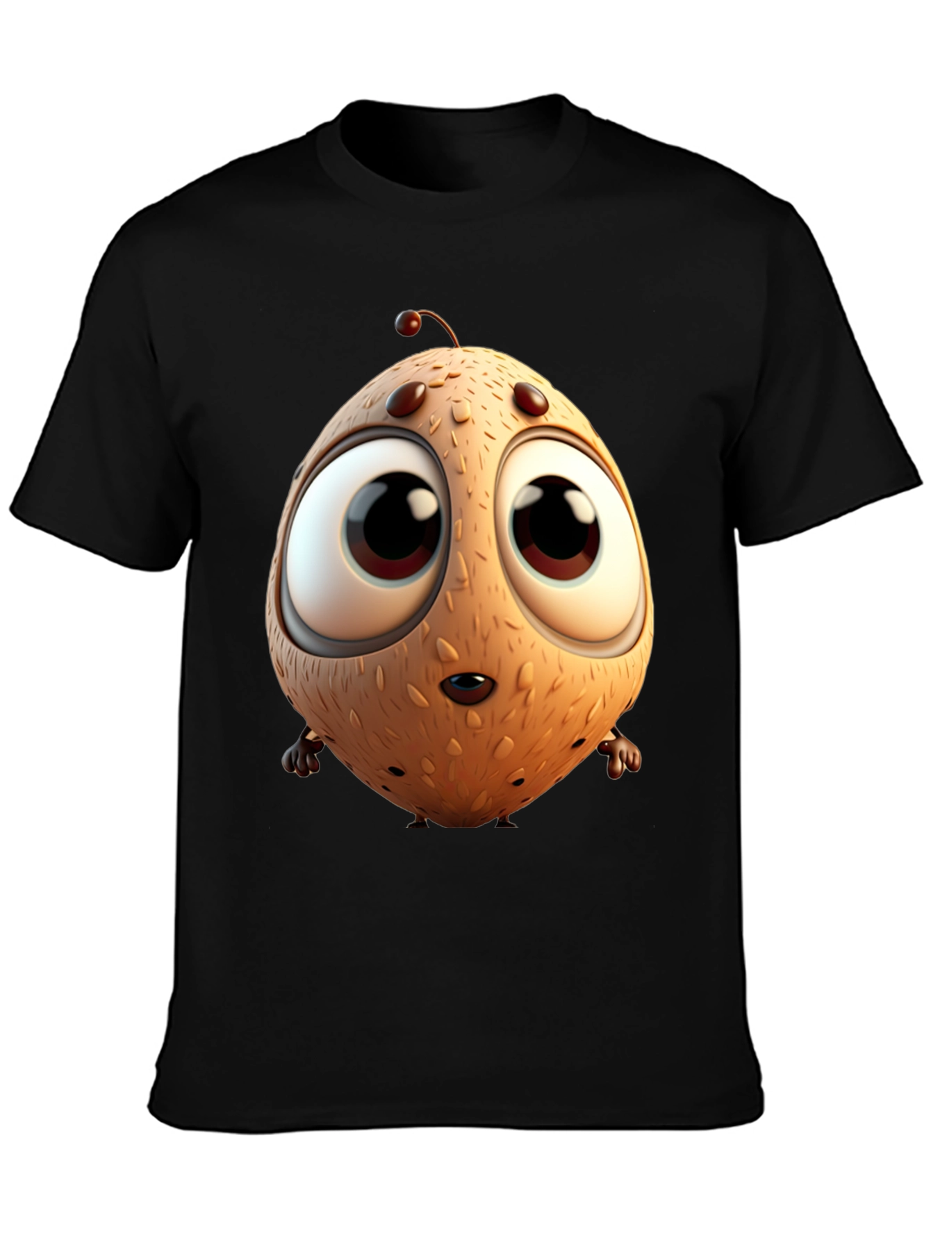 Cartoon Creature Graphic Tee - Black