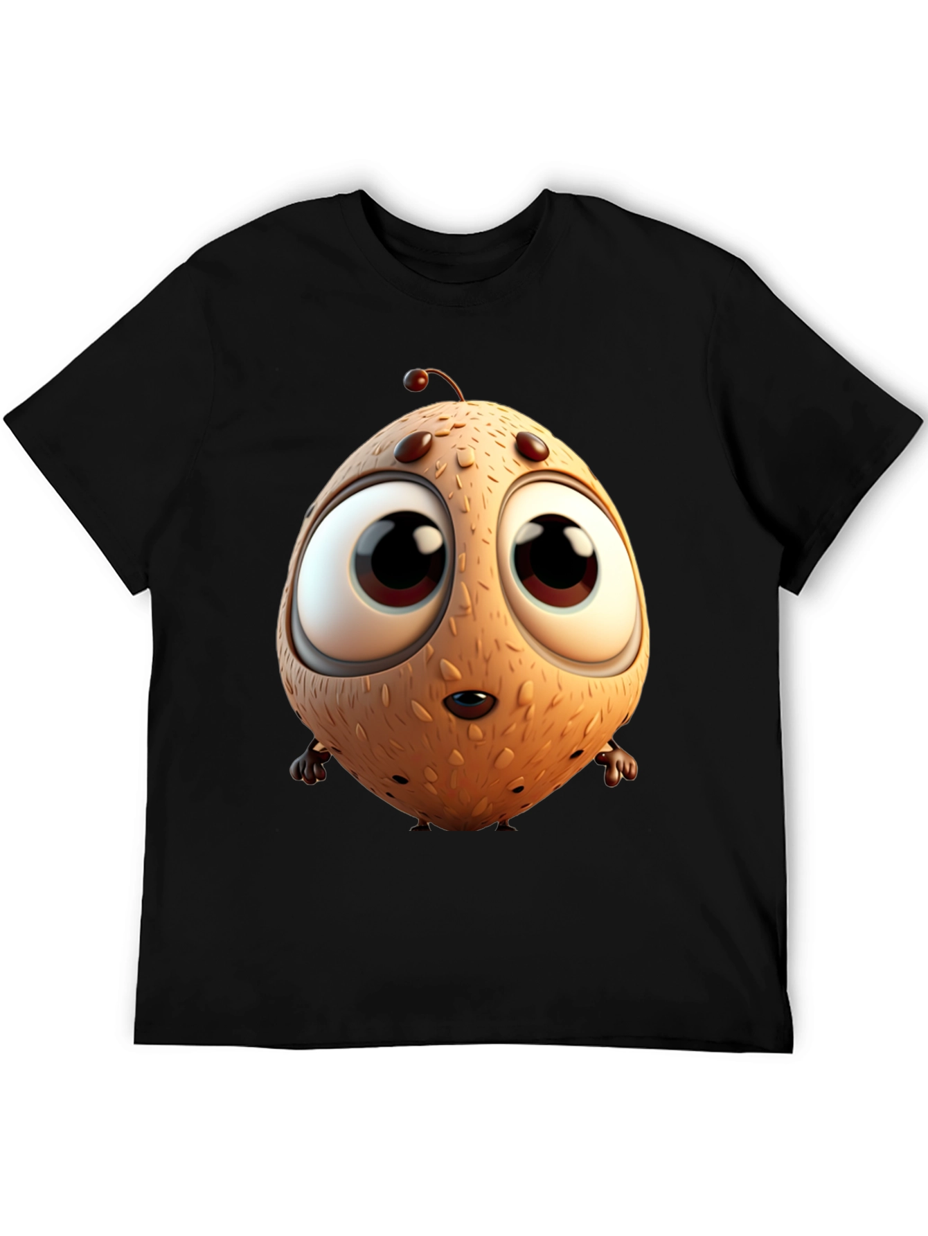 Cartoon Creature Graphic Tee - Black