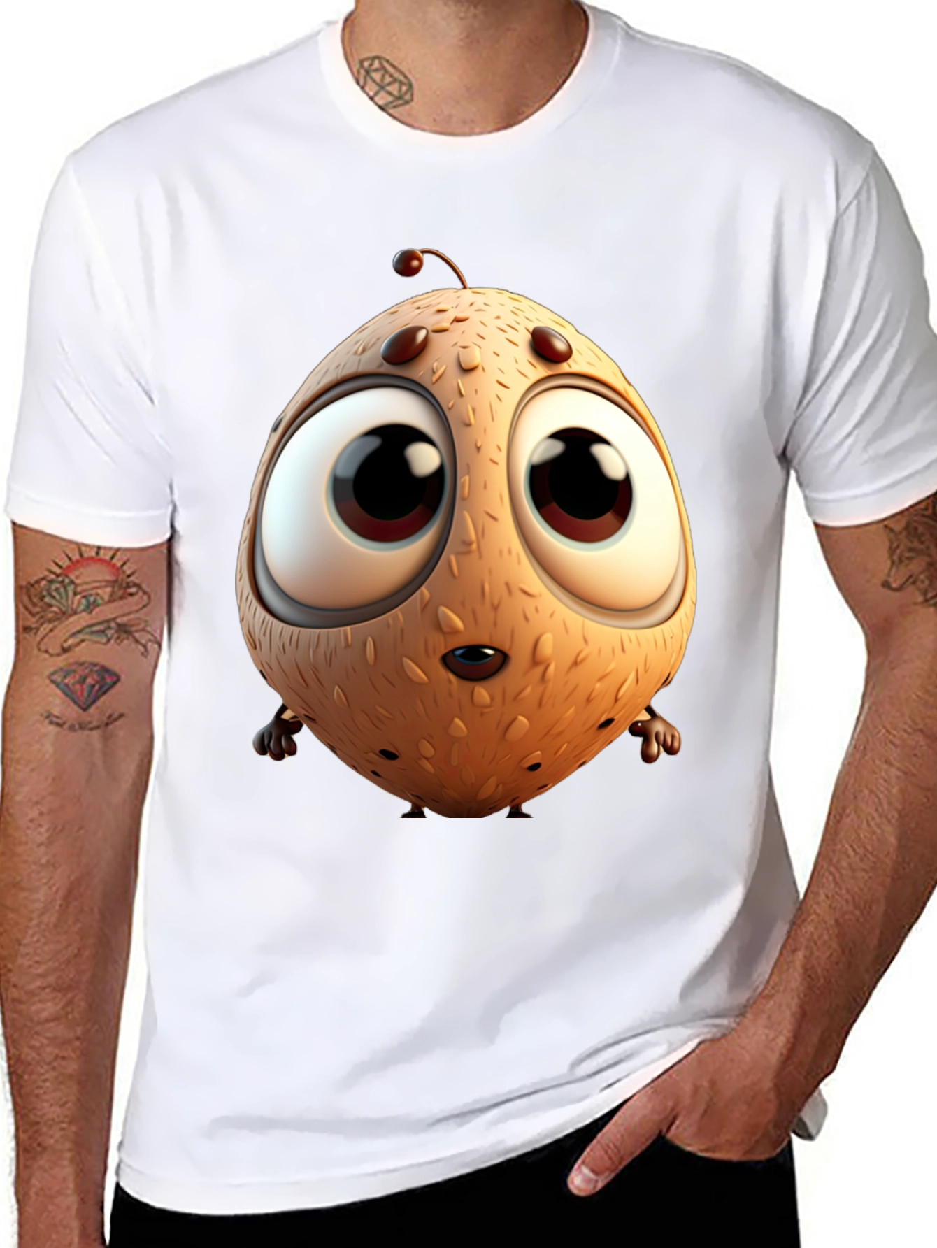 Cartoon Creature Graphic Tee - Black