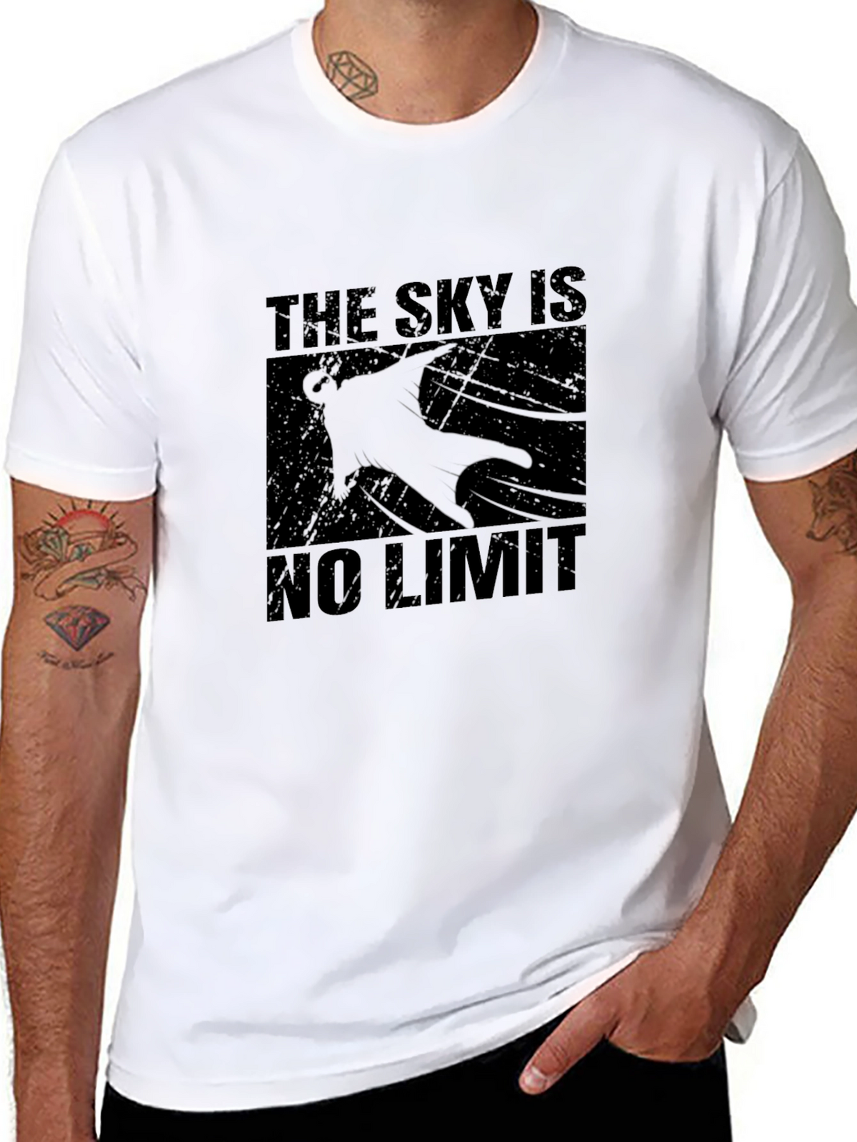 The Sky is No Limit Black Graphic T-Shirt