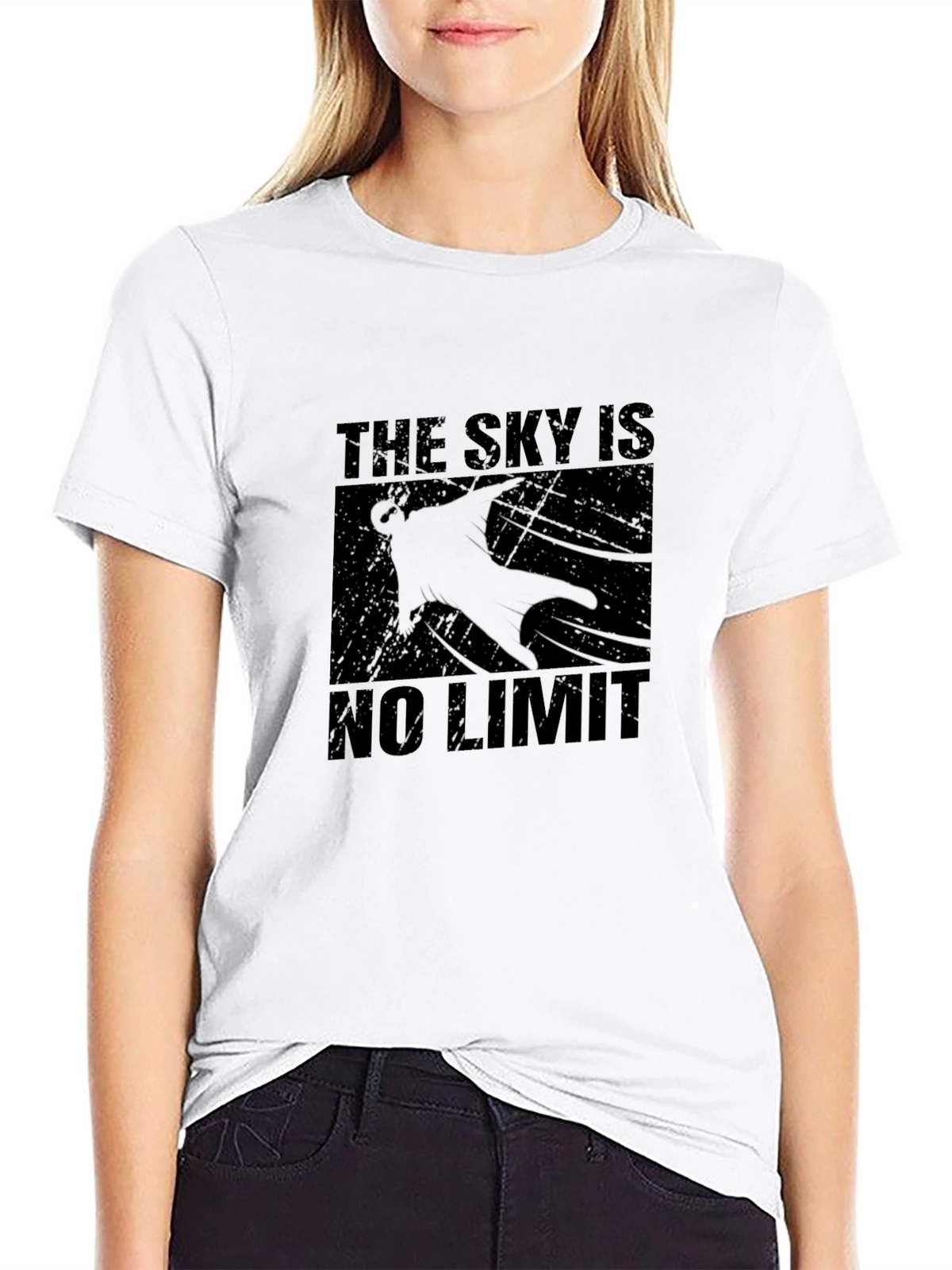 The Sky is No Limit Black Graphic T-Shirt