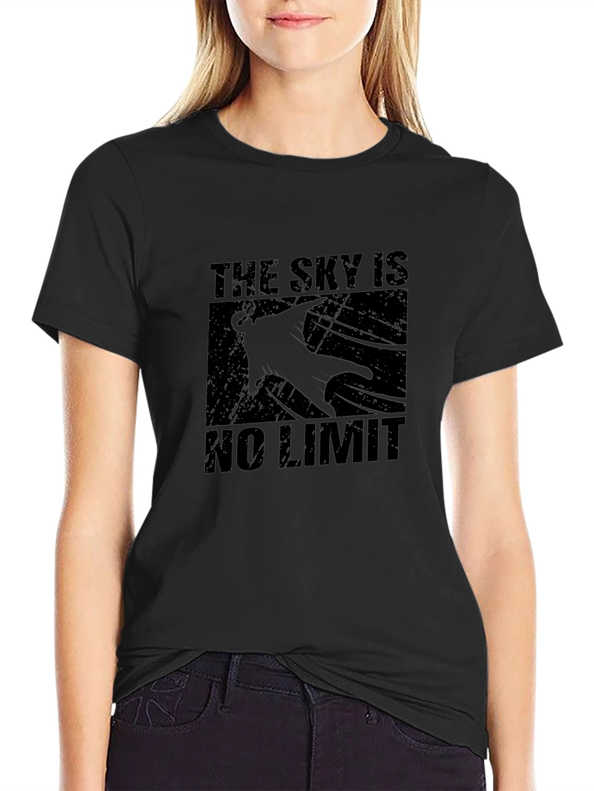 The Sky is No Limit Black Graphic T-Shirt