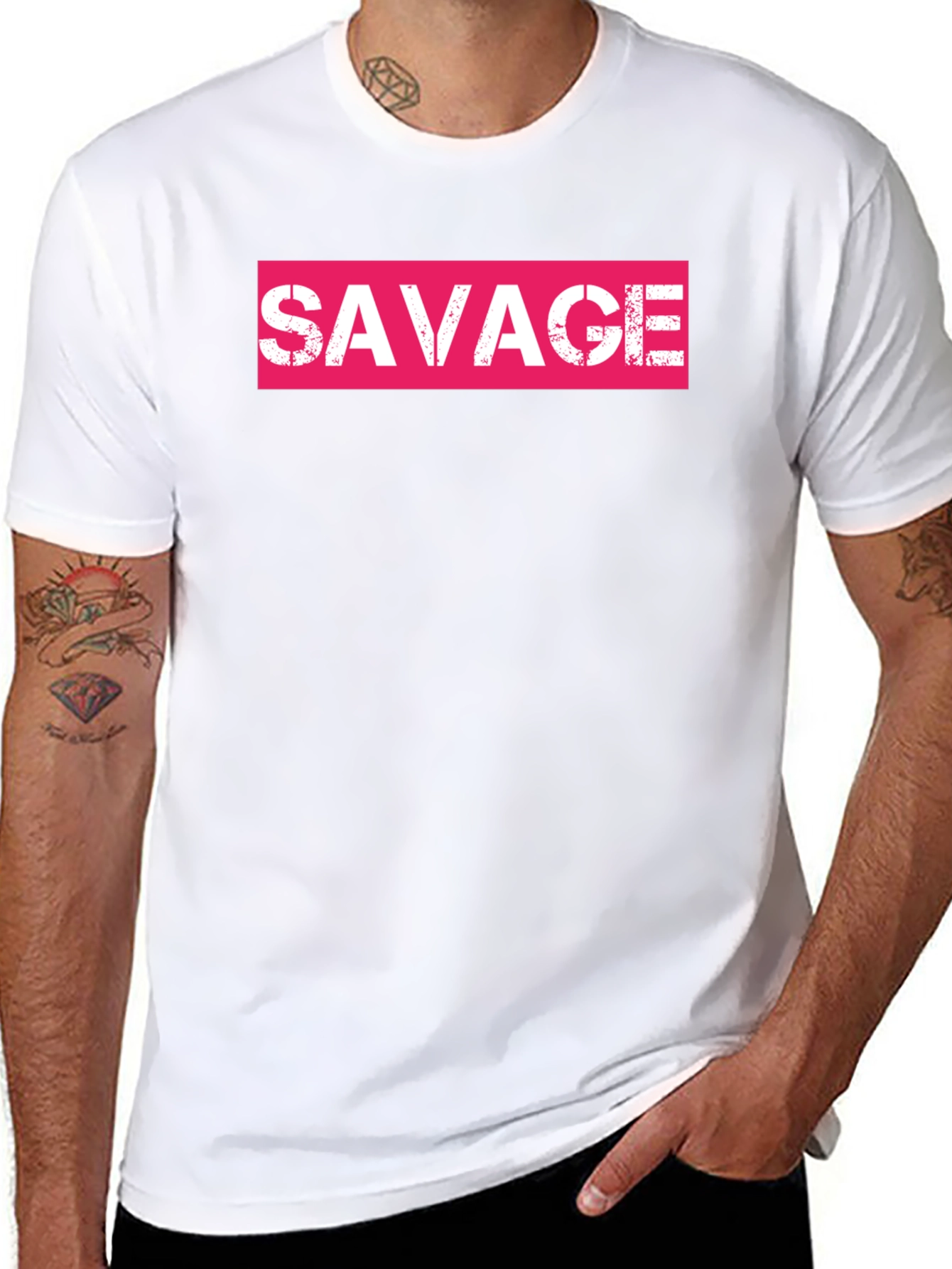 Savage Pink Box Logo Black T-Shirt