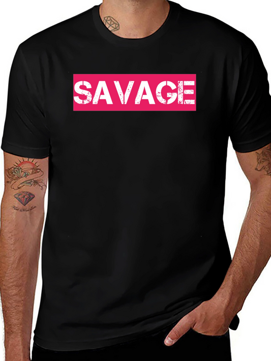 Savage Pink Box Logo Black T-Shirt