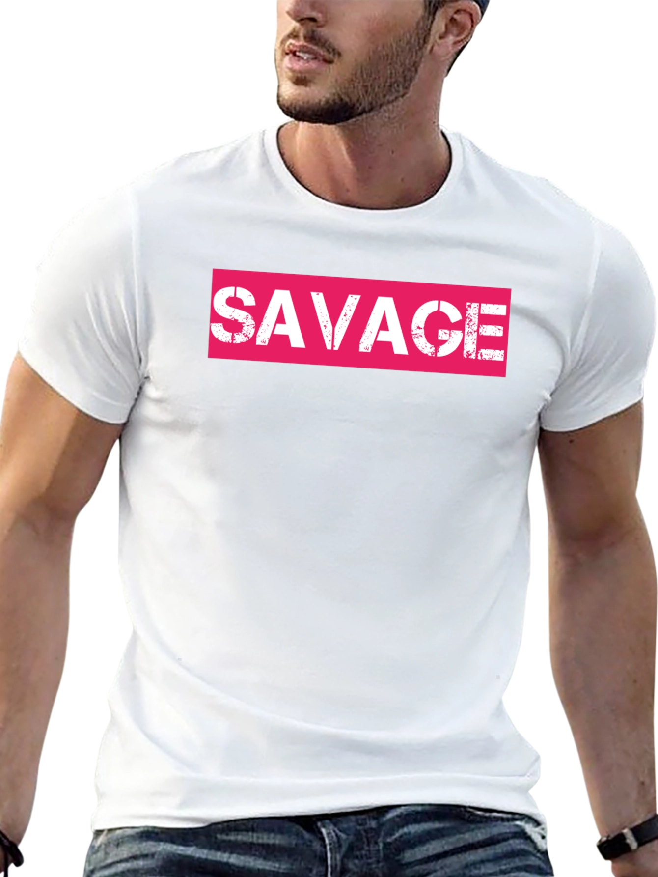 Savage Pink Box Logo Black T-Shirt