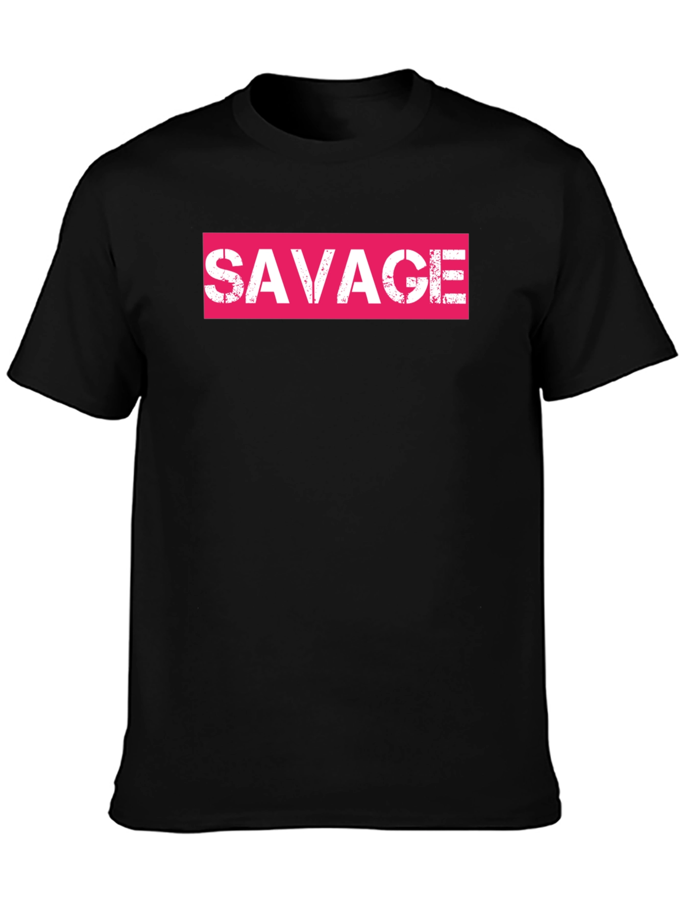 Savage Pink Box Logo Black T-Shirt