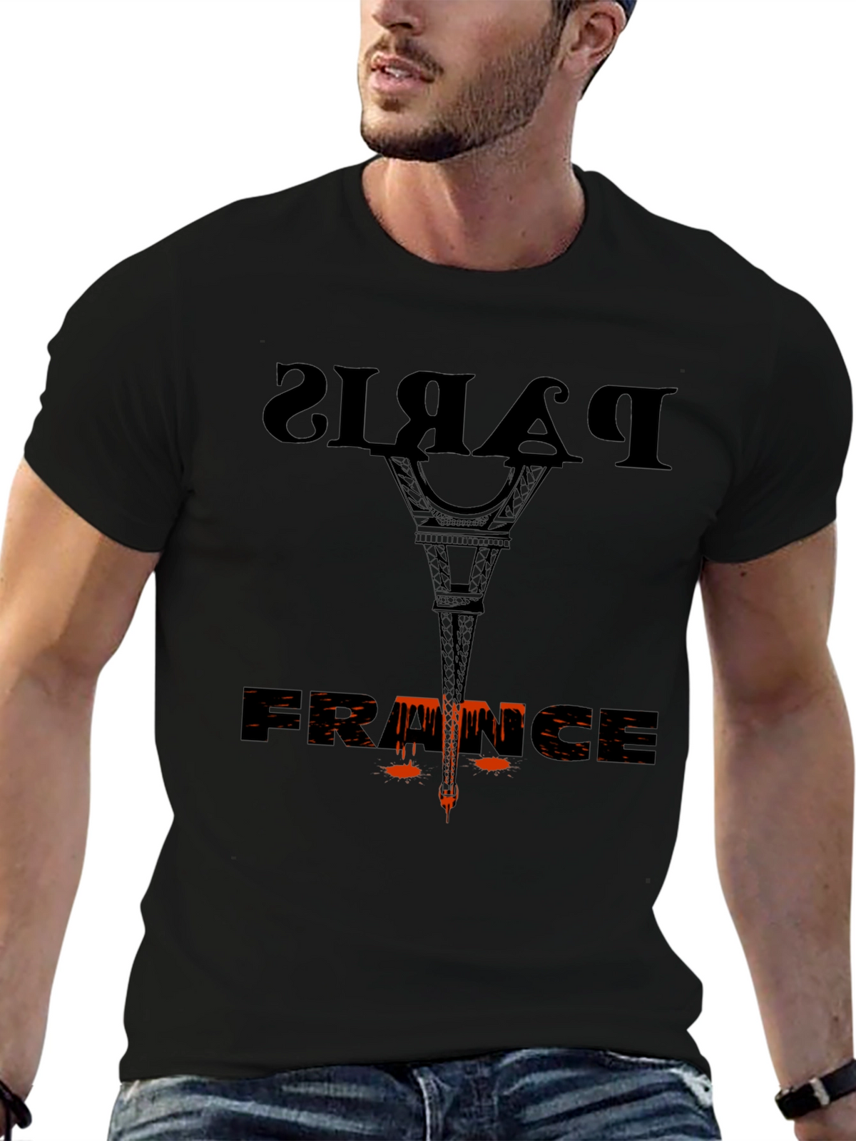 Paris France Graphic Tee - Stylish Black T-Shirt