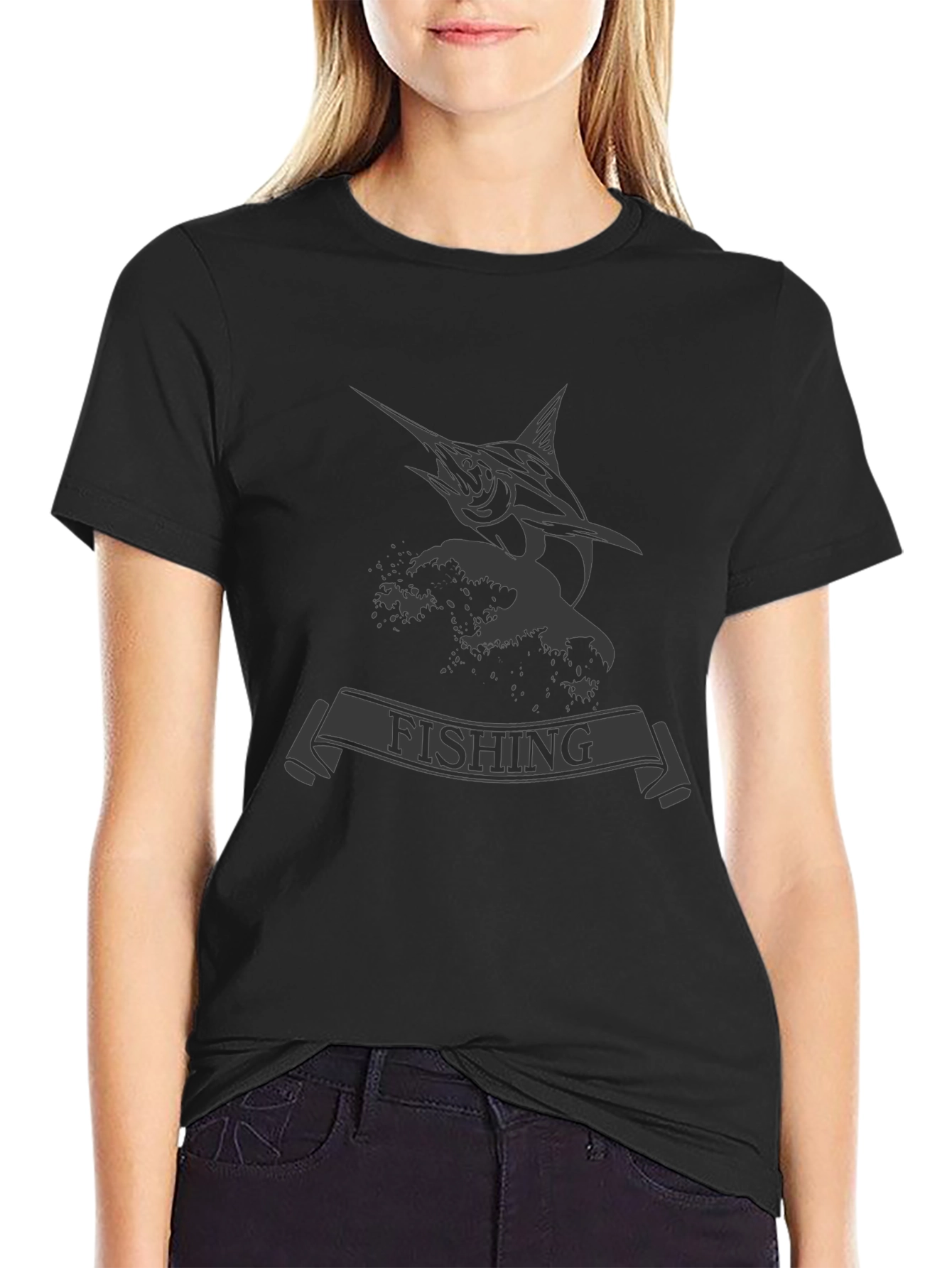 Fishing T-Shirt: Marlin & Wave Design