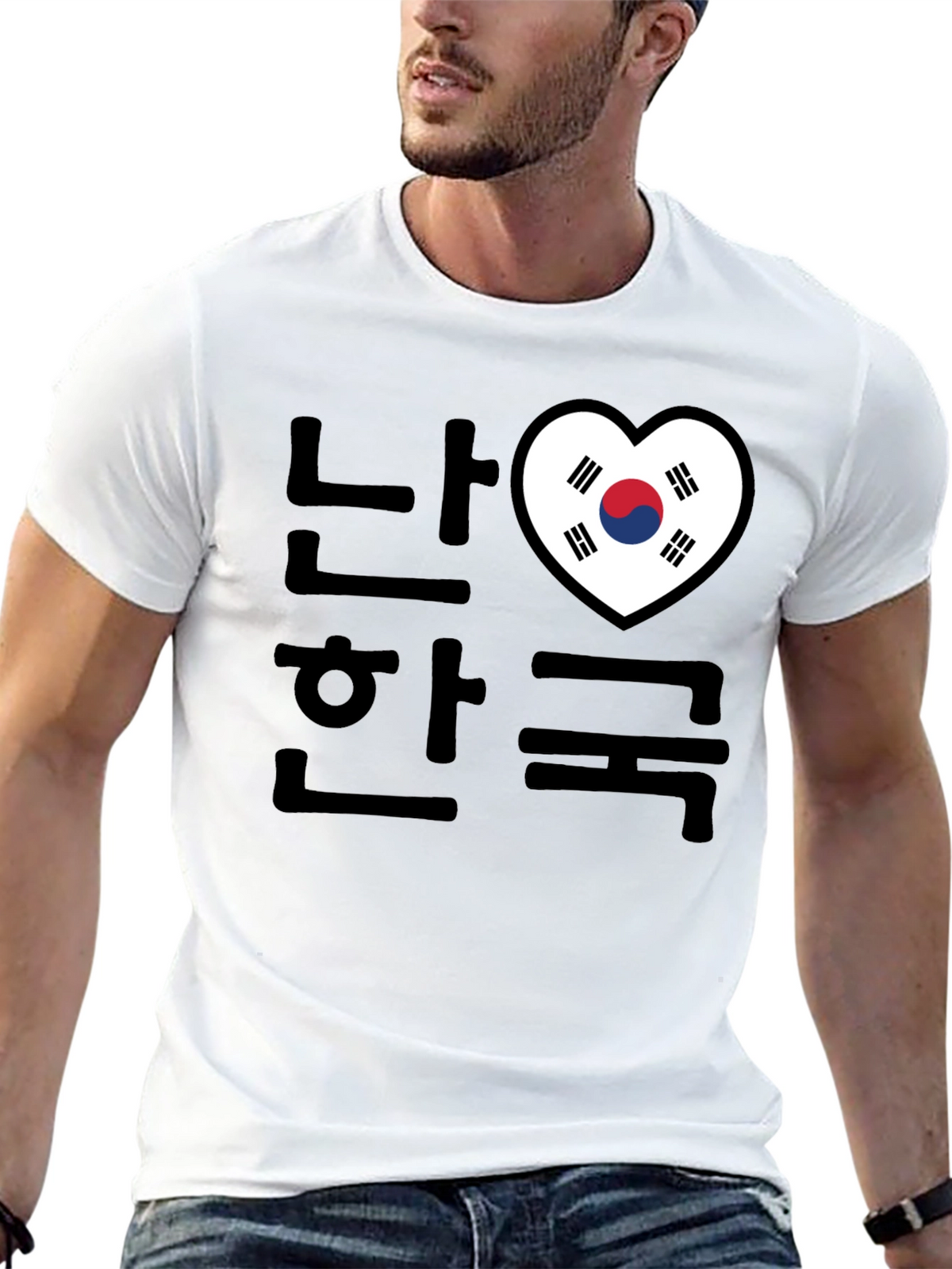 I Love Korea T-Shirt Black Crew Neck