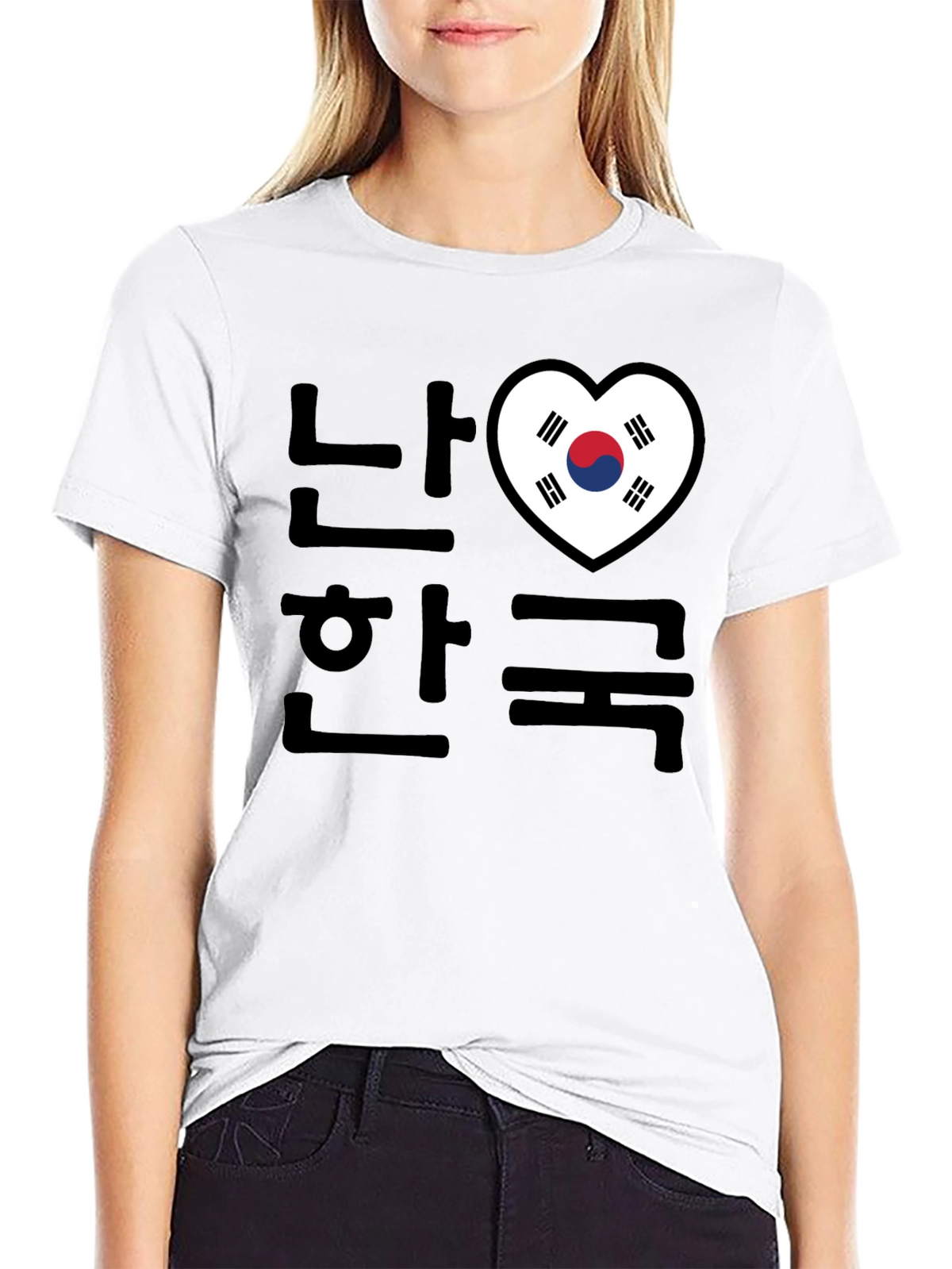 I Love Korea T-Shirt Black Crew Neck