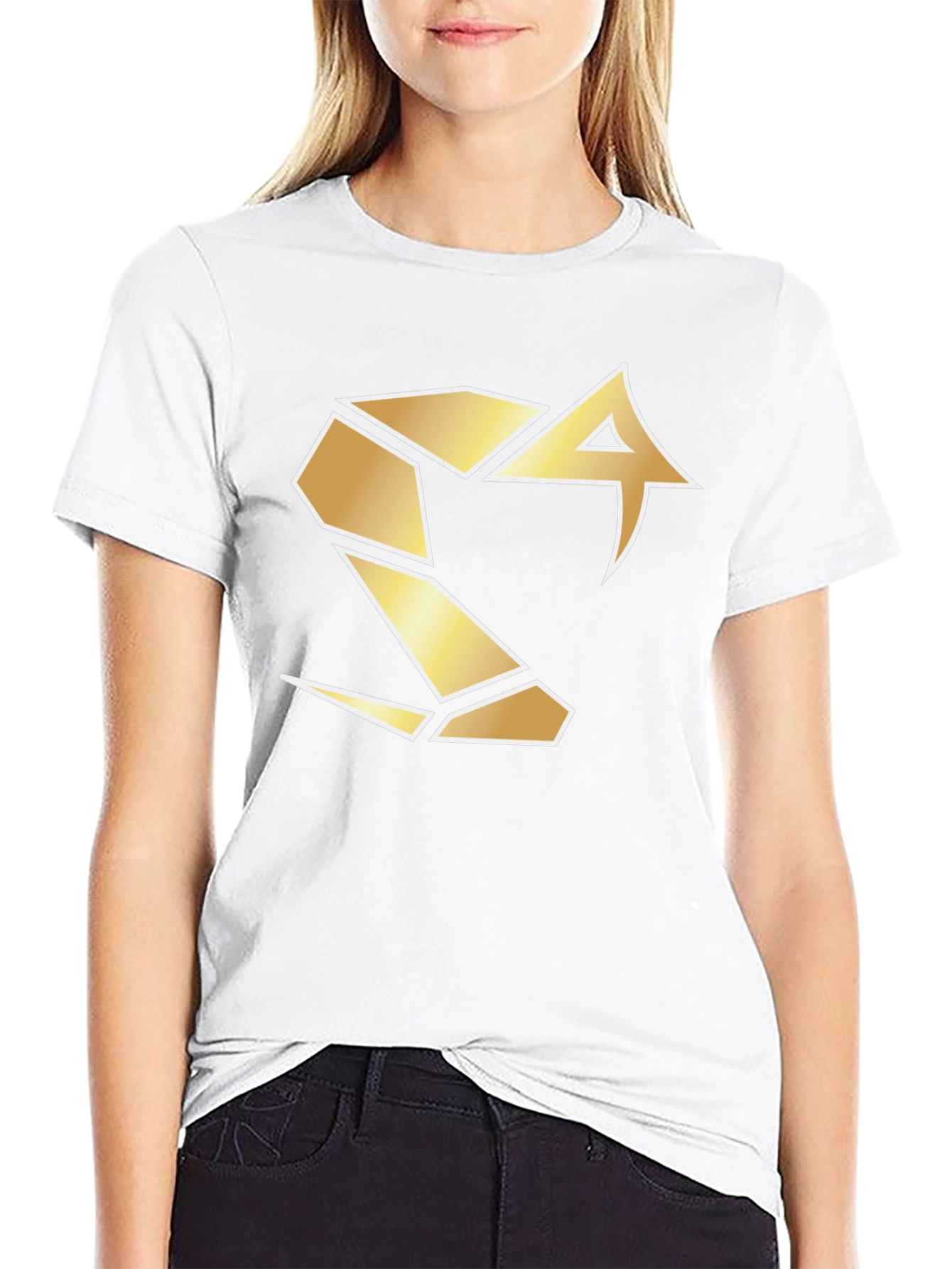 Bold Black Tee with Geometric Gold Logo