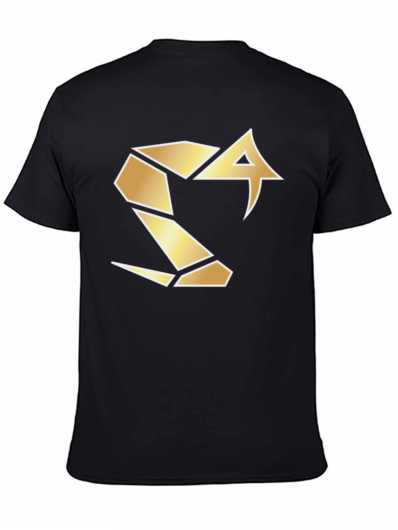 Bold Black Tee with Geometric Gold Logo
