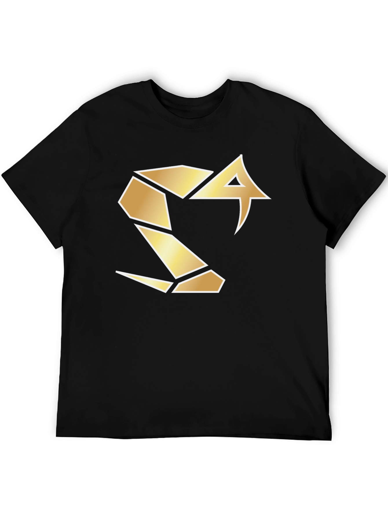Bold Black Tee with Geometric Gold Logo