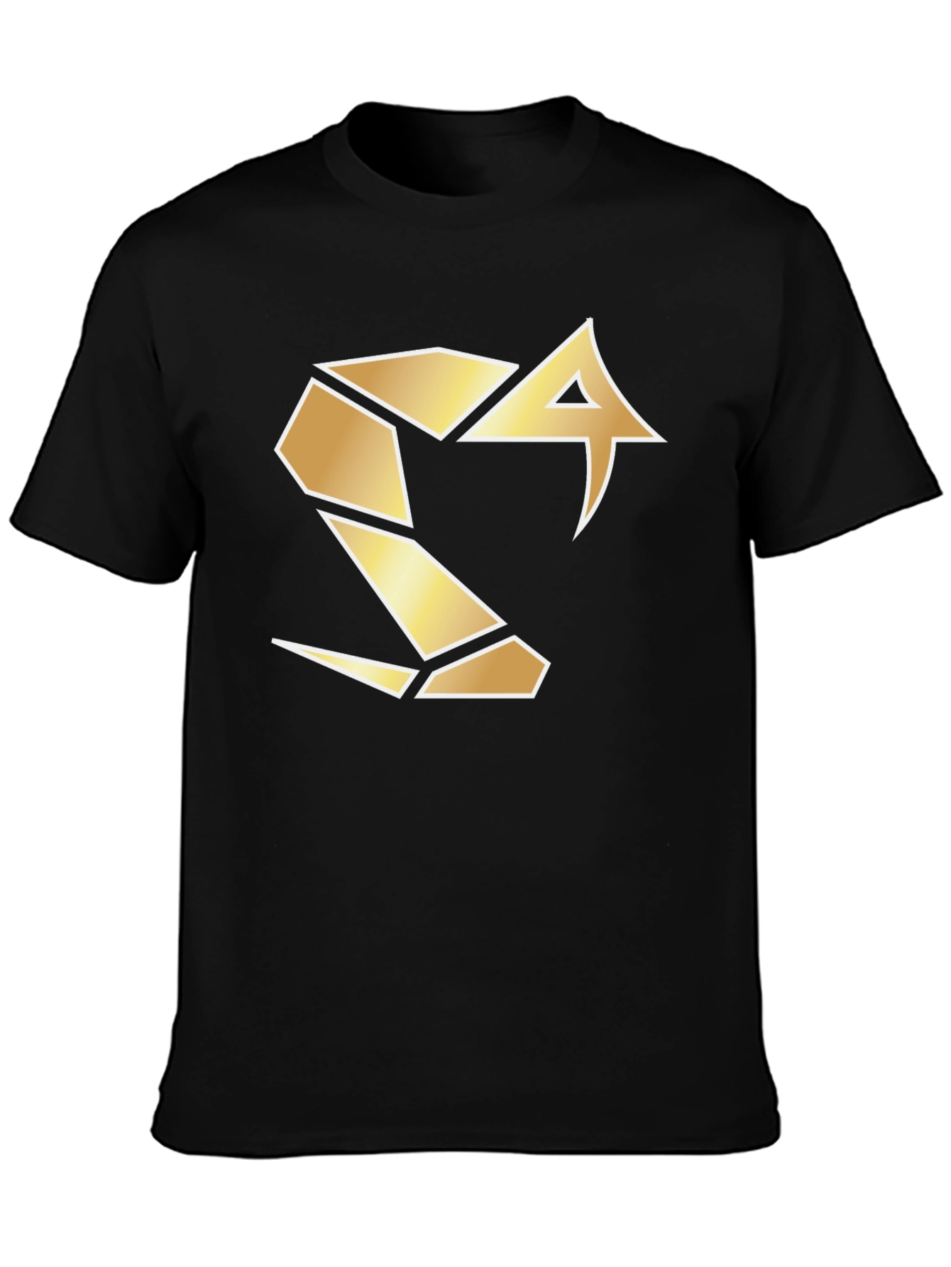 Bold Black Tee with Geometric Gold Logo