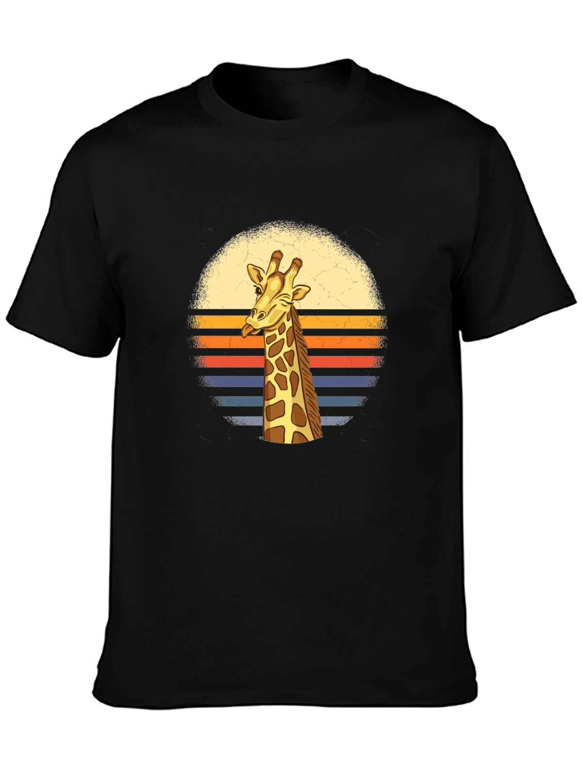 Giraffe Retro Sunset Graphic T-Shirt