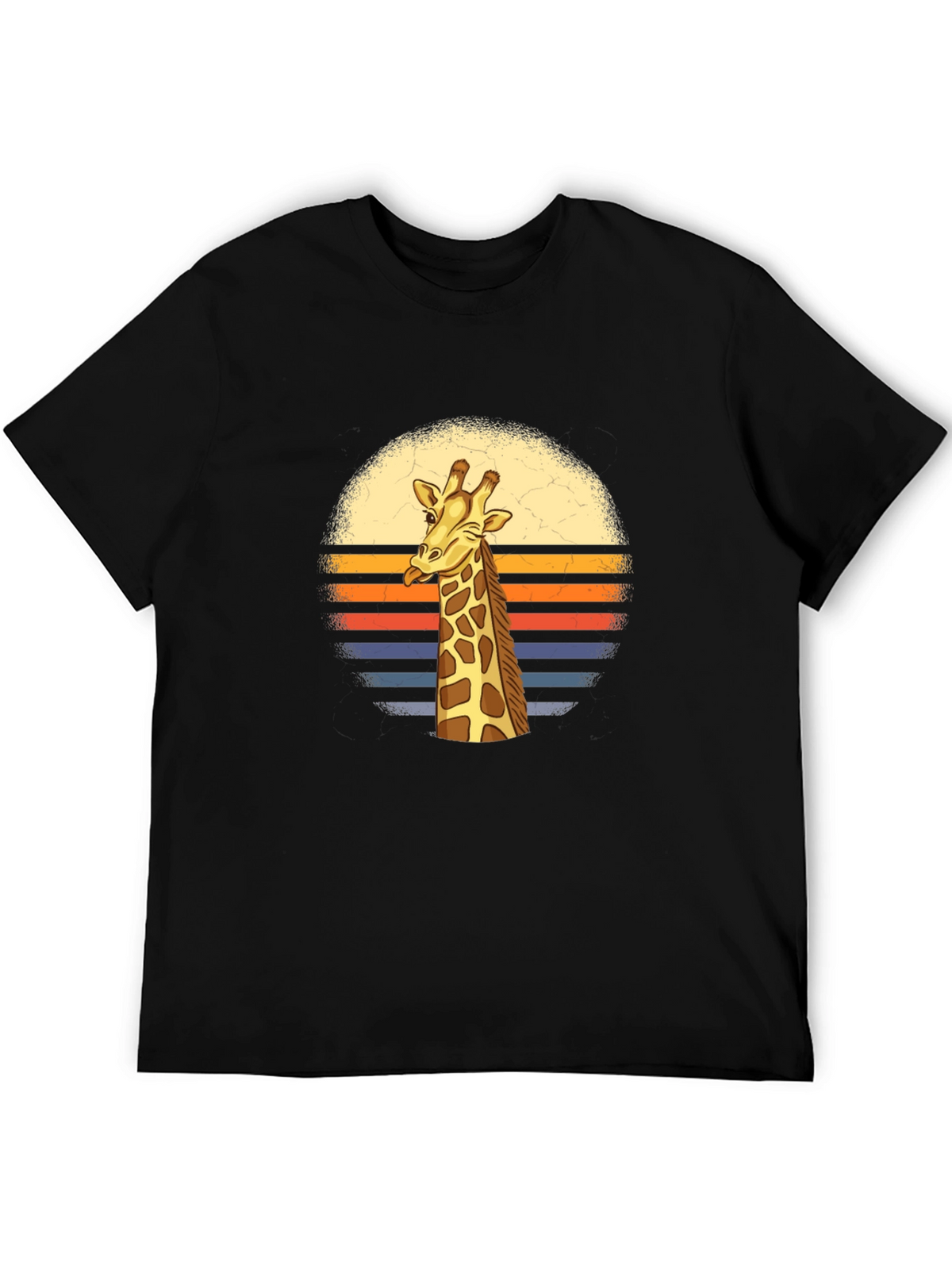 Giraffe Retro Sunset Graphic T-Shirt