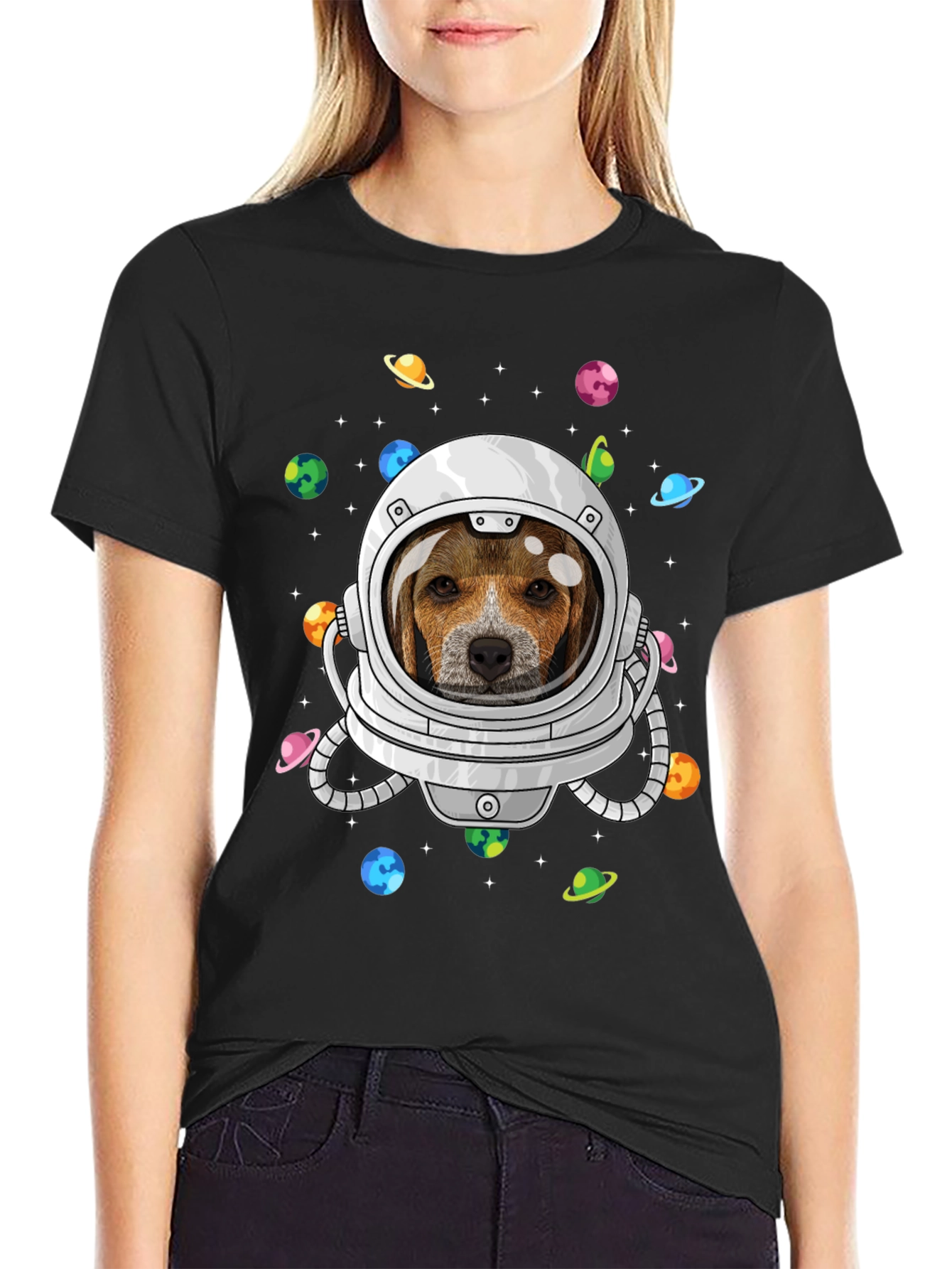 Astronaut Beagle Dog Graphic T-Shirt