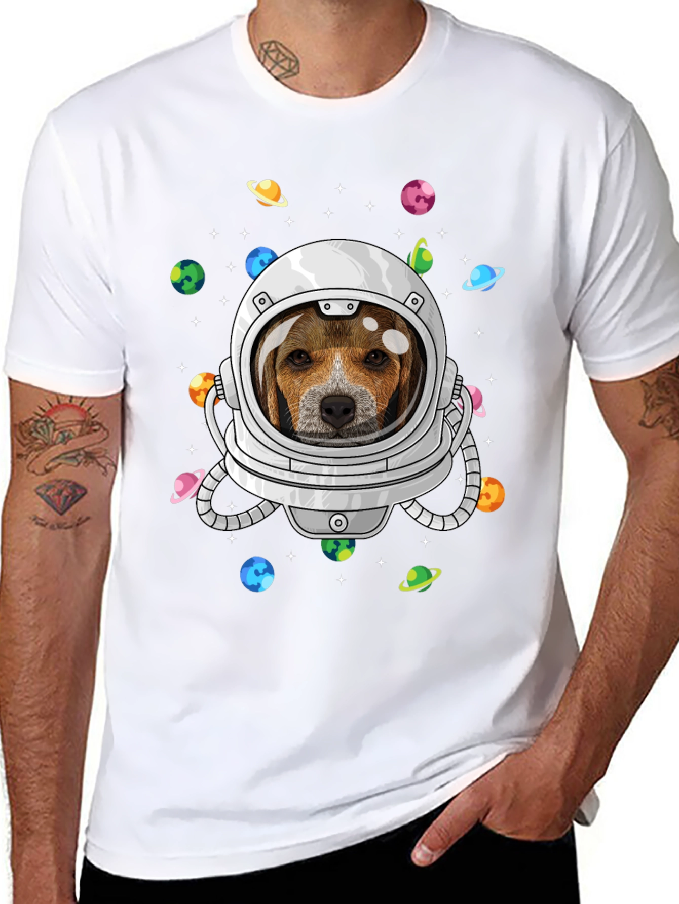 Astronaut Beagle Dog Graphic T-Shirt