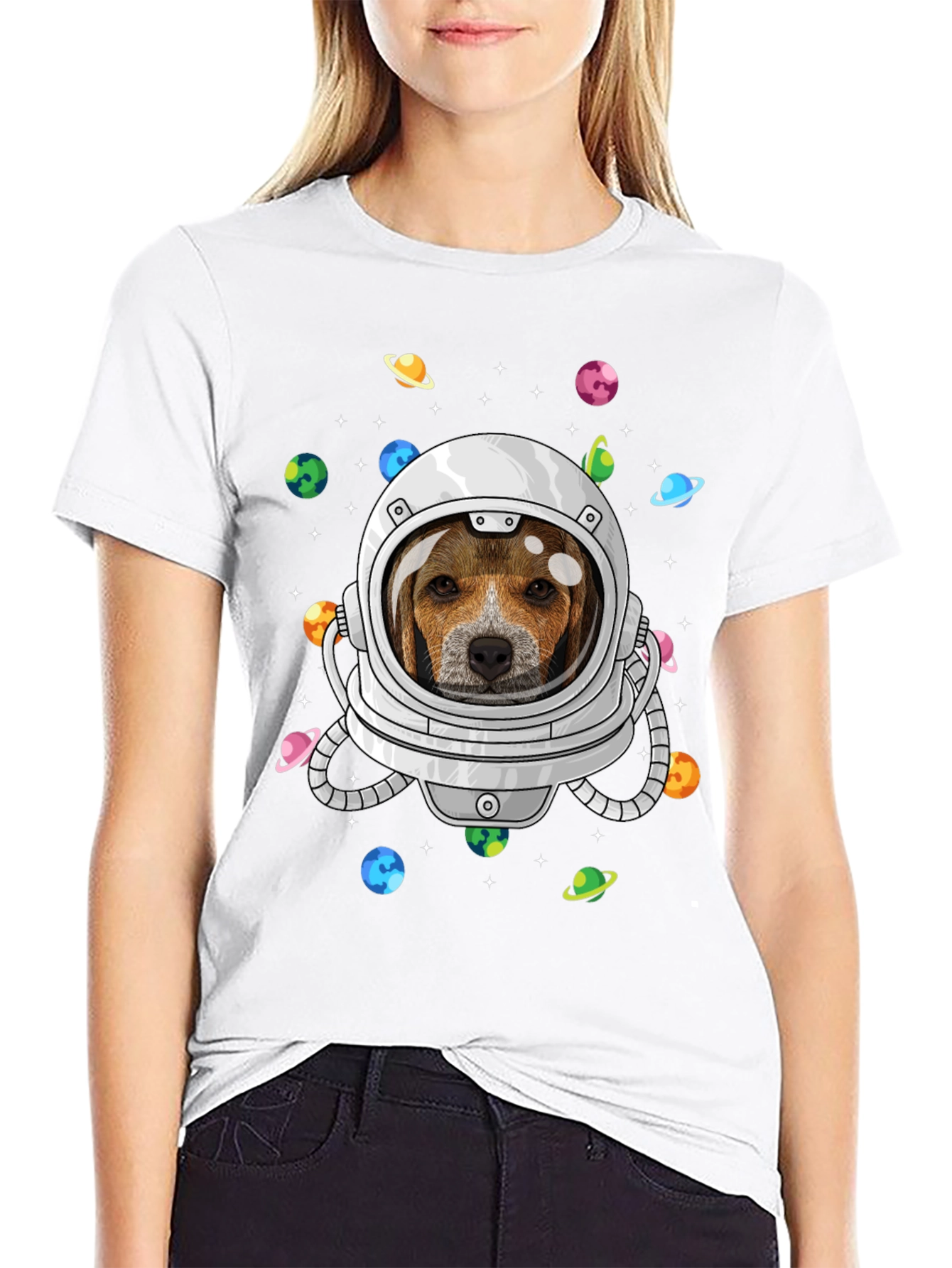 Astronaut Beagle Dog Graphic T-Shirt