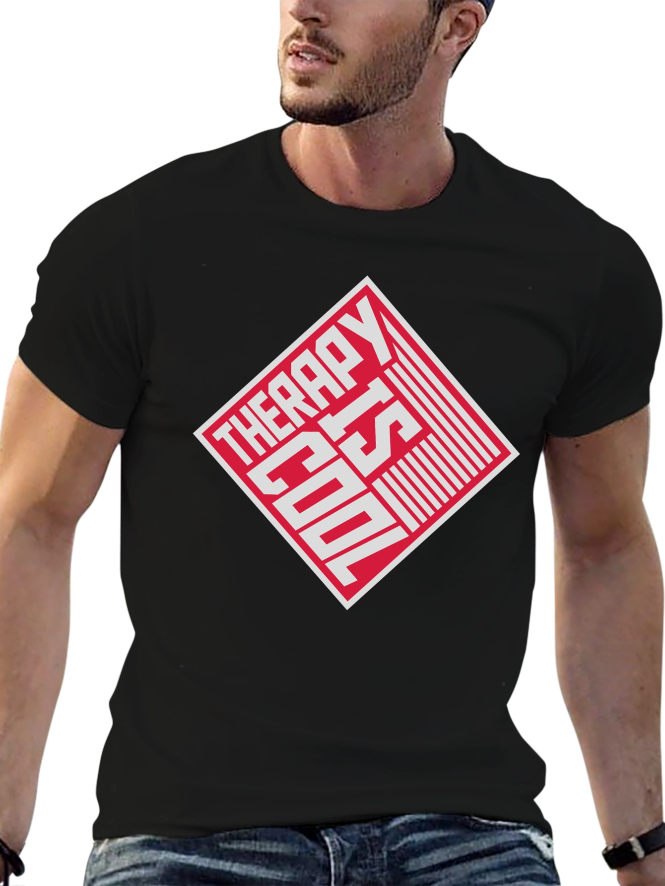 Therapy Is Cool Graphic Tee - Black