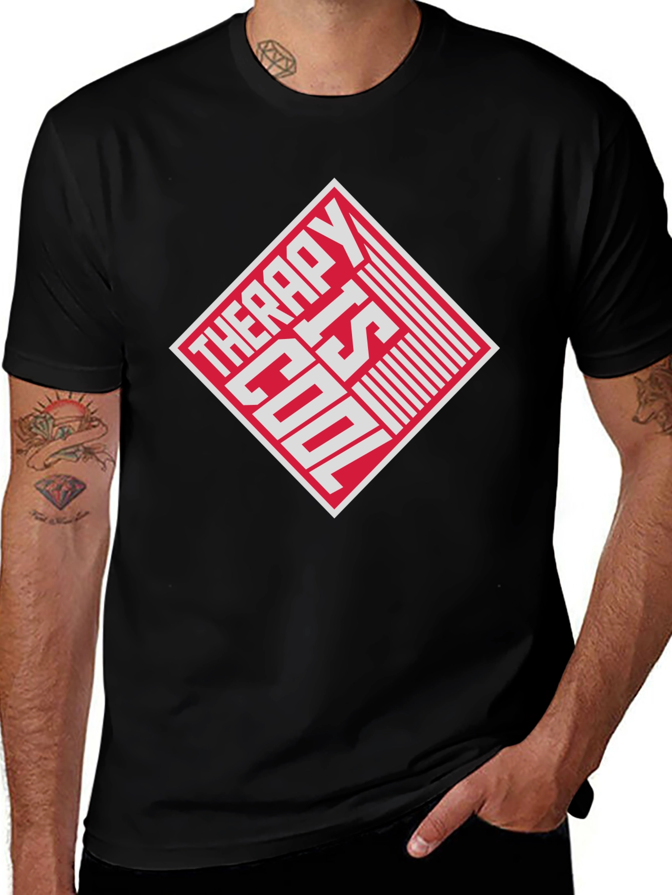 Therapy Is Cool Graphic Tee - Black
