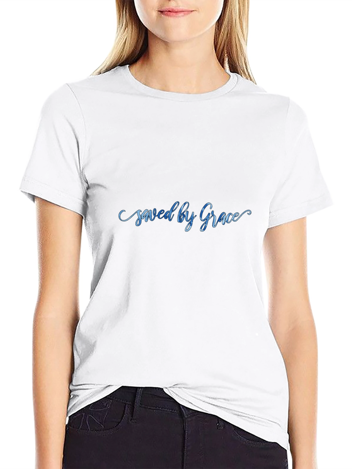 Saved by Grace Black Graphic T-Shirt